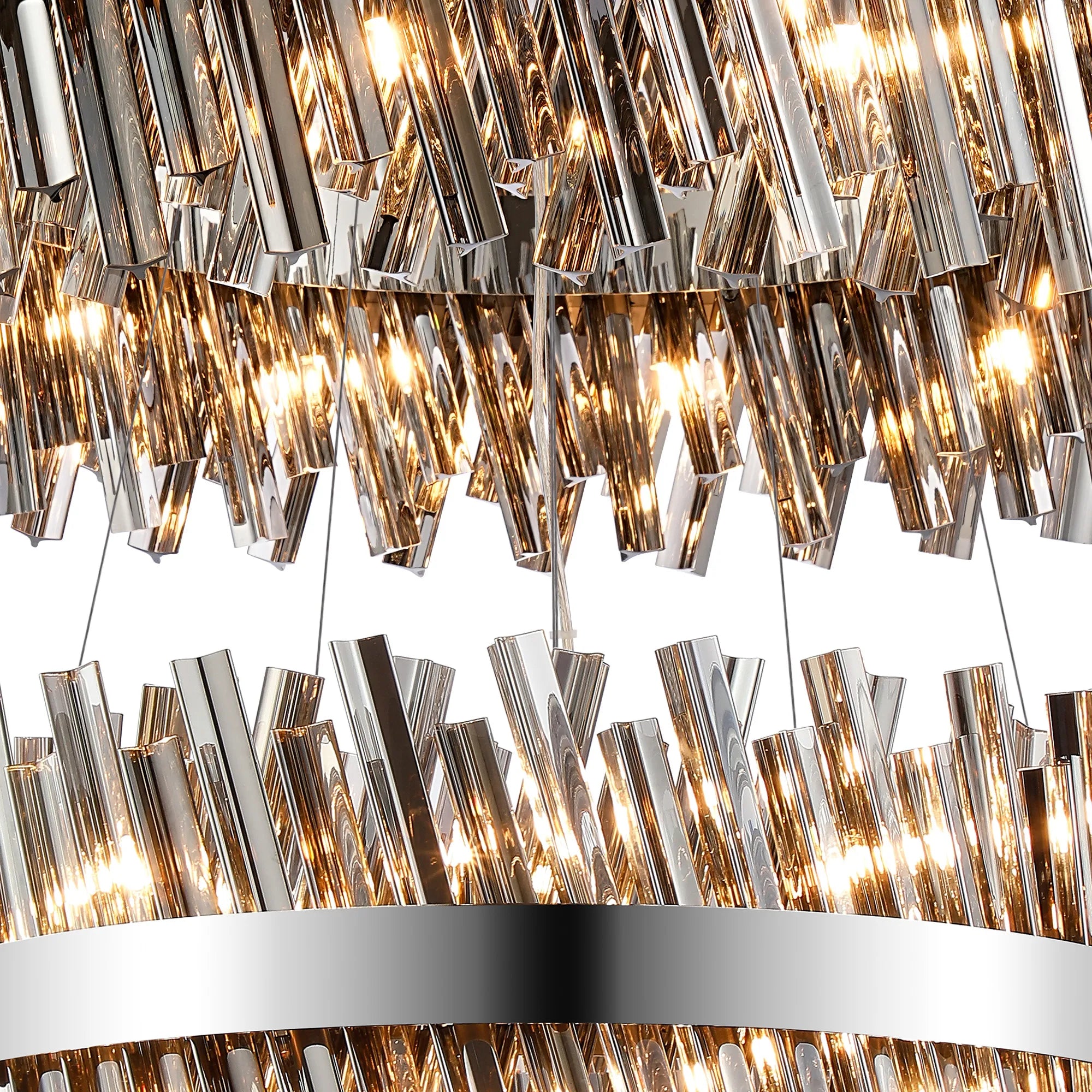 Farnley 3 Tier 80cm Pendant 24 Light - Polished Nickel & Smoke