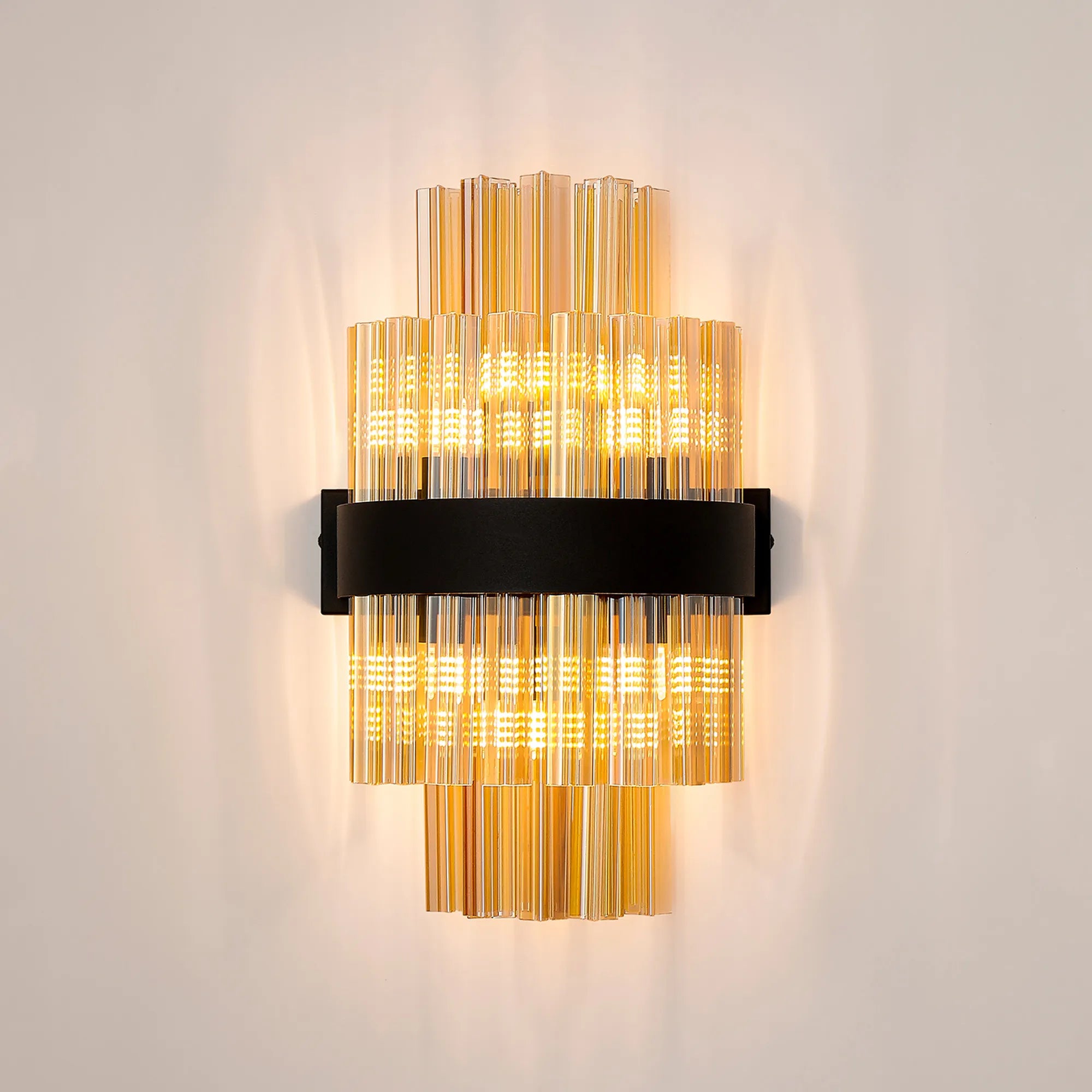 Farnley 6 Light Wall Light - Satin Black & Amber