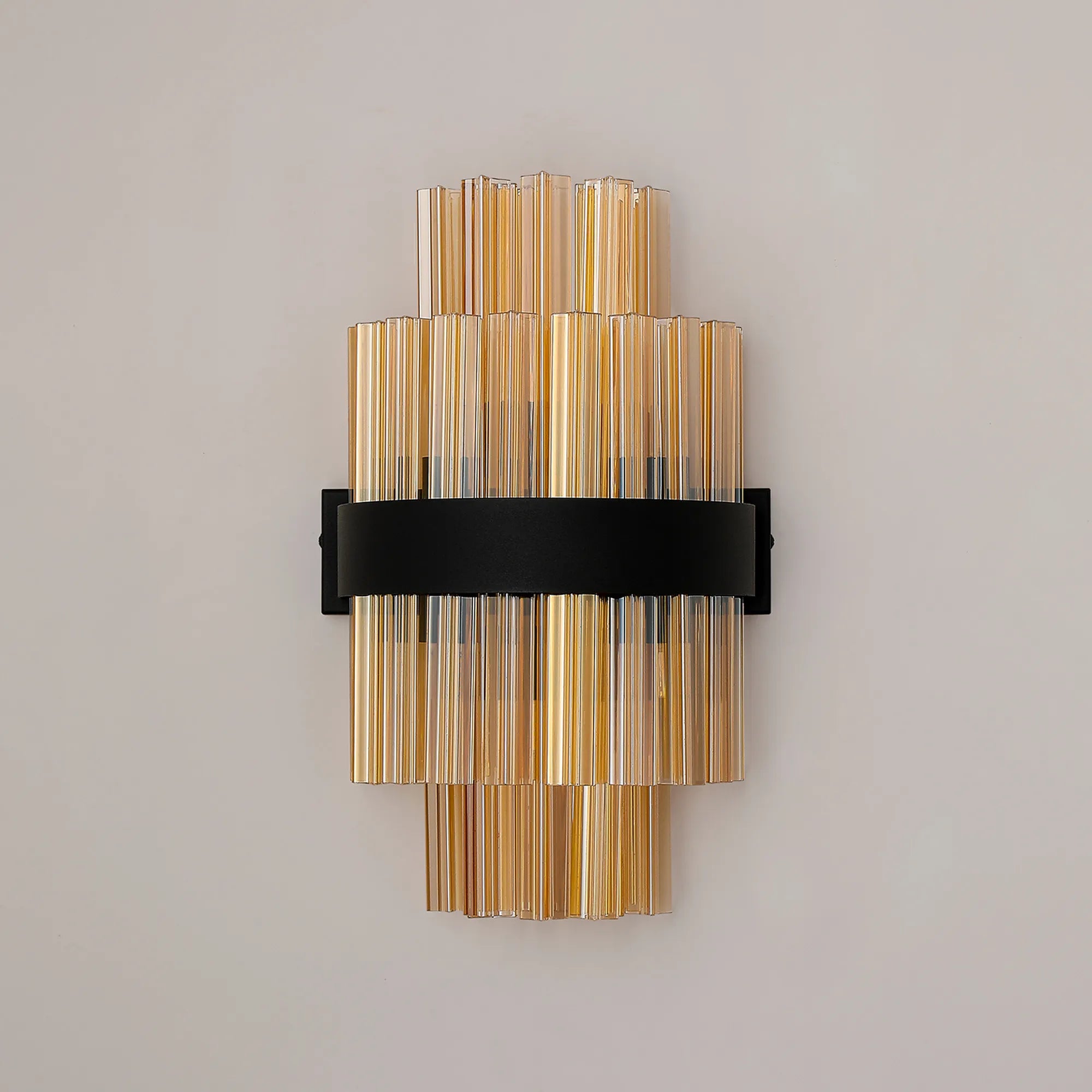 Farnley 6 Light Wall Light - Satin Black & Amber