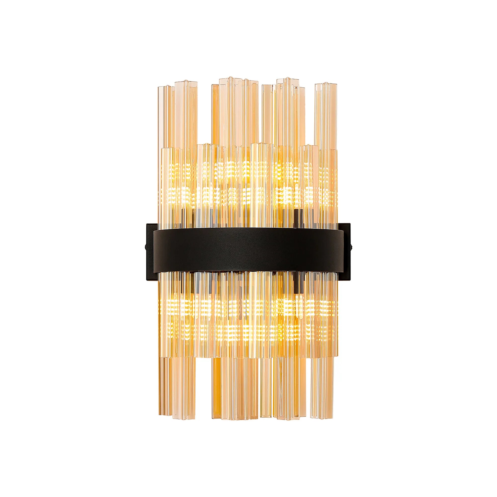 Farnley 6 Light Wall Light - Satin Black & Amber