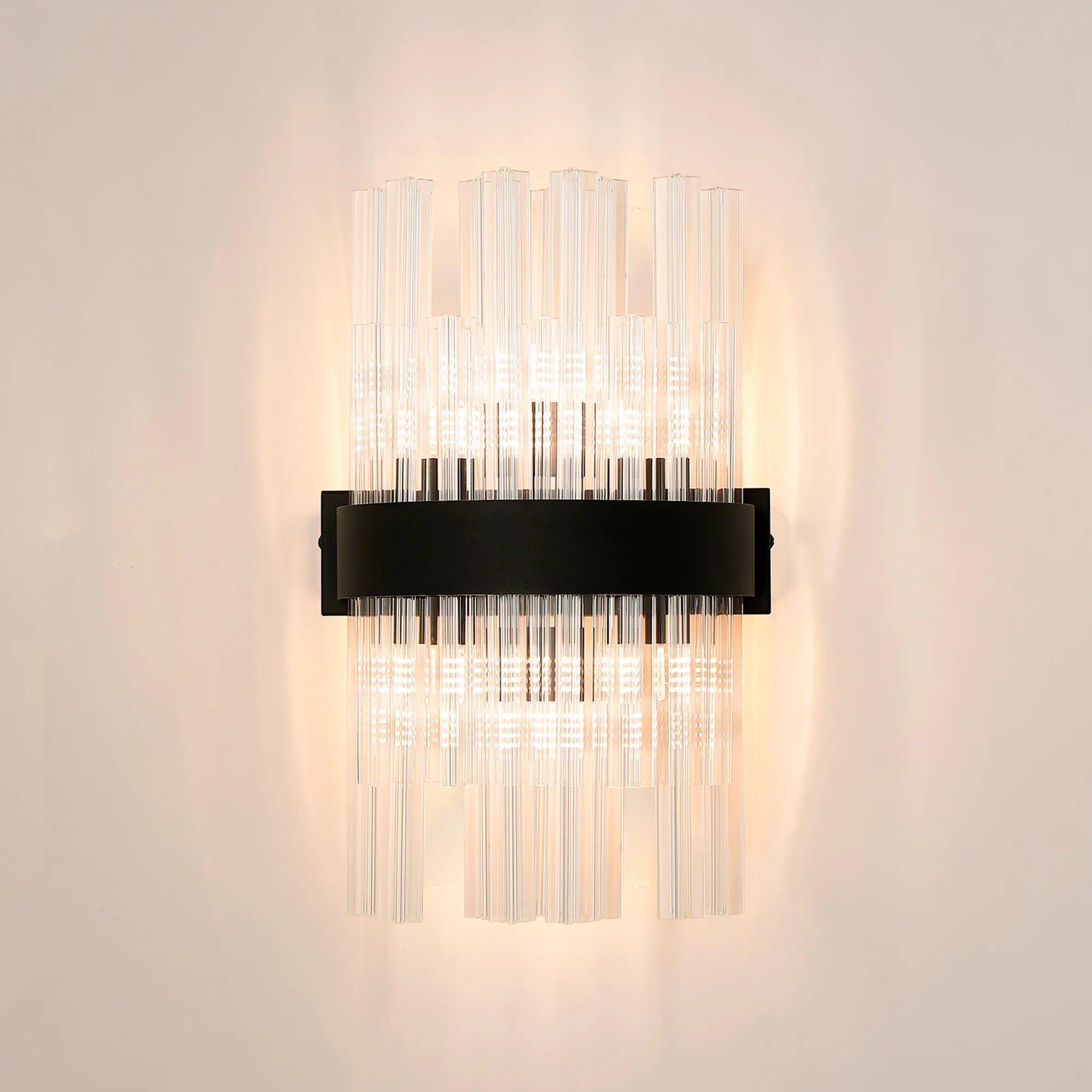 Farnley 6 Light Wall Light - Satin Black & Clear