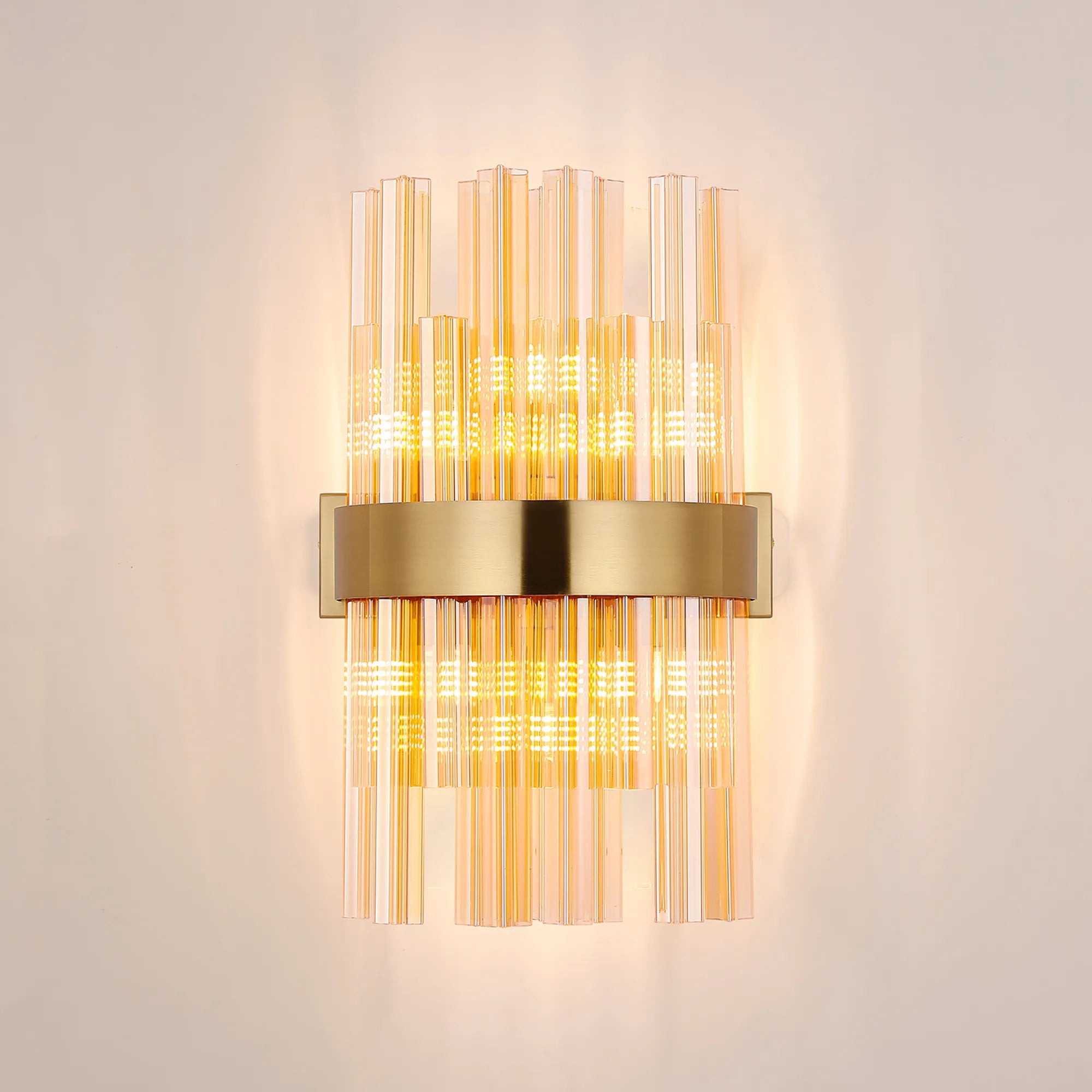 Farnley 6 Light Wall Light - Brass & Amber