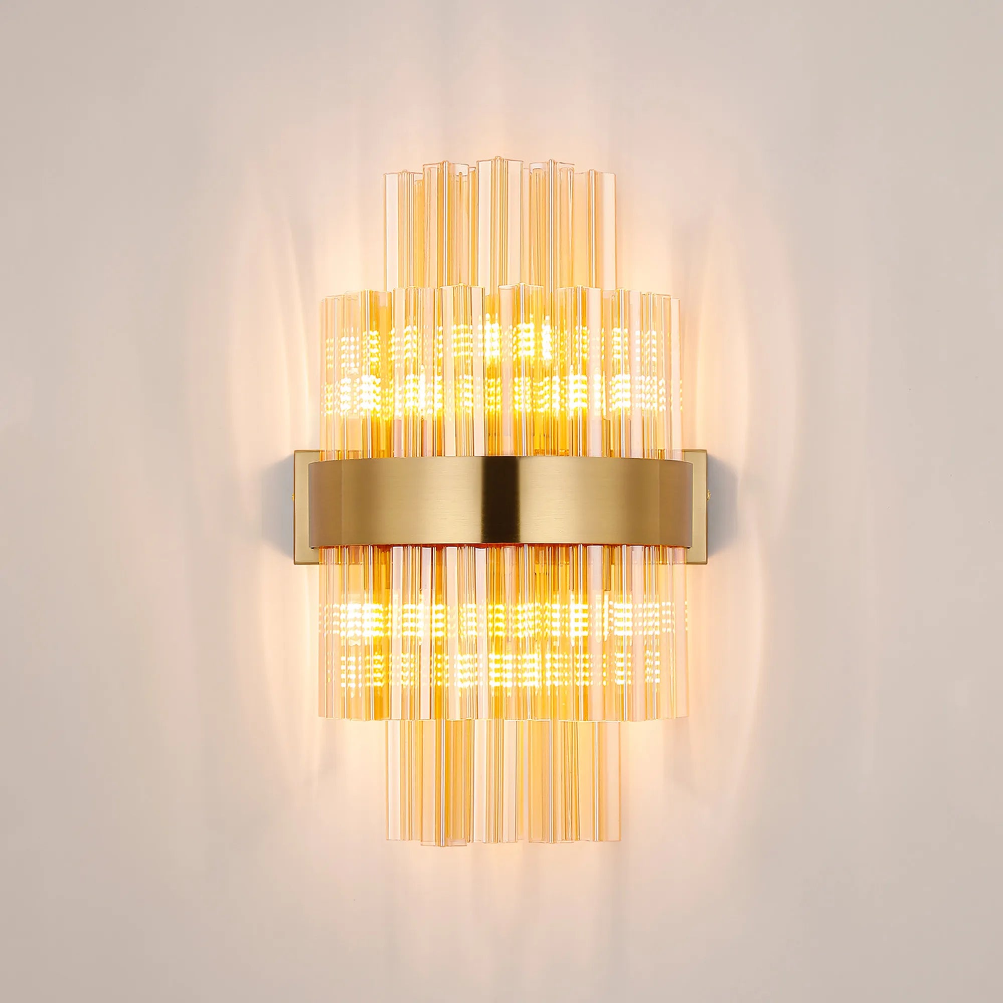 Farnley 6 Light Wall Light - Brass & Amber