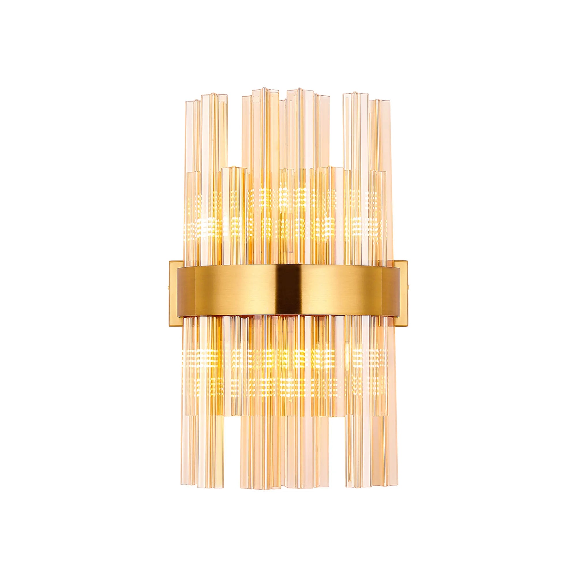 Farnley 6 Light Wall Light - Brass & Amber