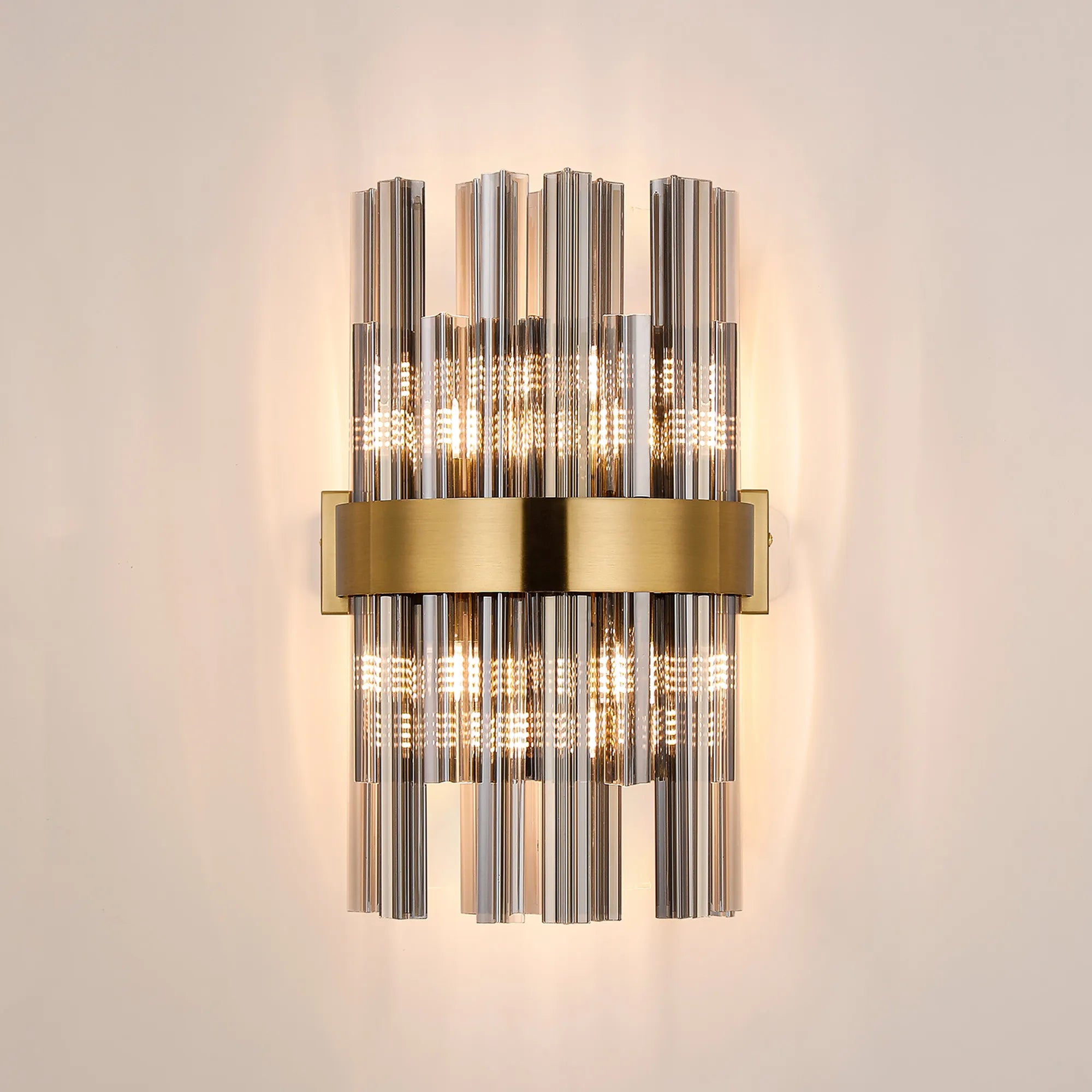 Farnley 6 Light Wall Light - Brass & Smoke