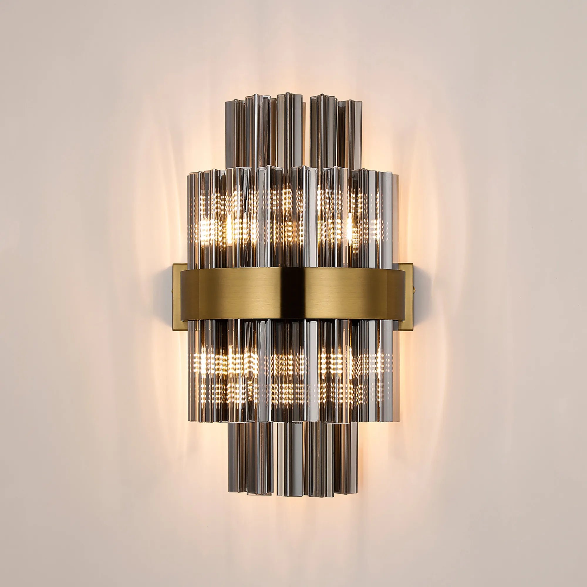 Farnley 6 Light Wall Light - Brass & Smoke