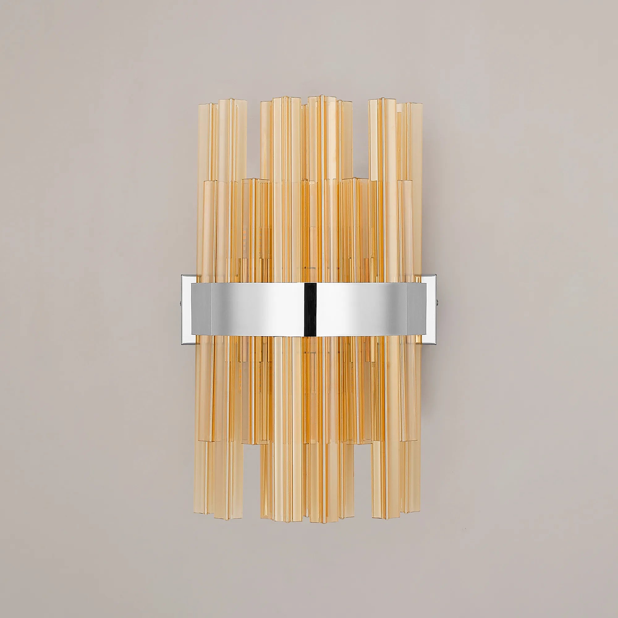 Farnley 6 Light Wall Light - Polished Nickel & Amber