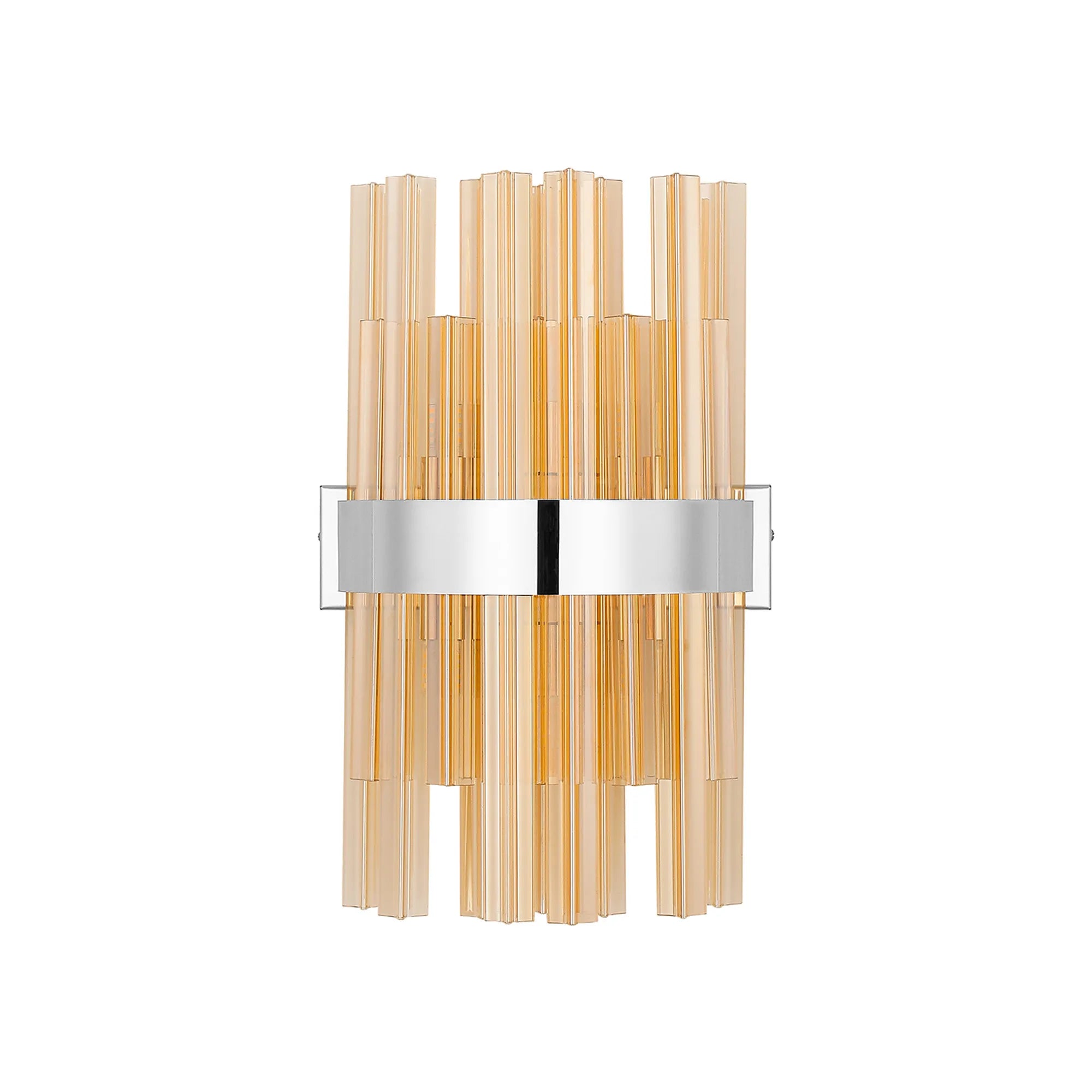 Farnley 6 Light Wall Light - Polished Nickel & Amber
