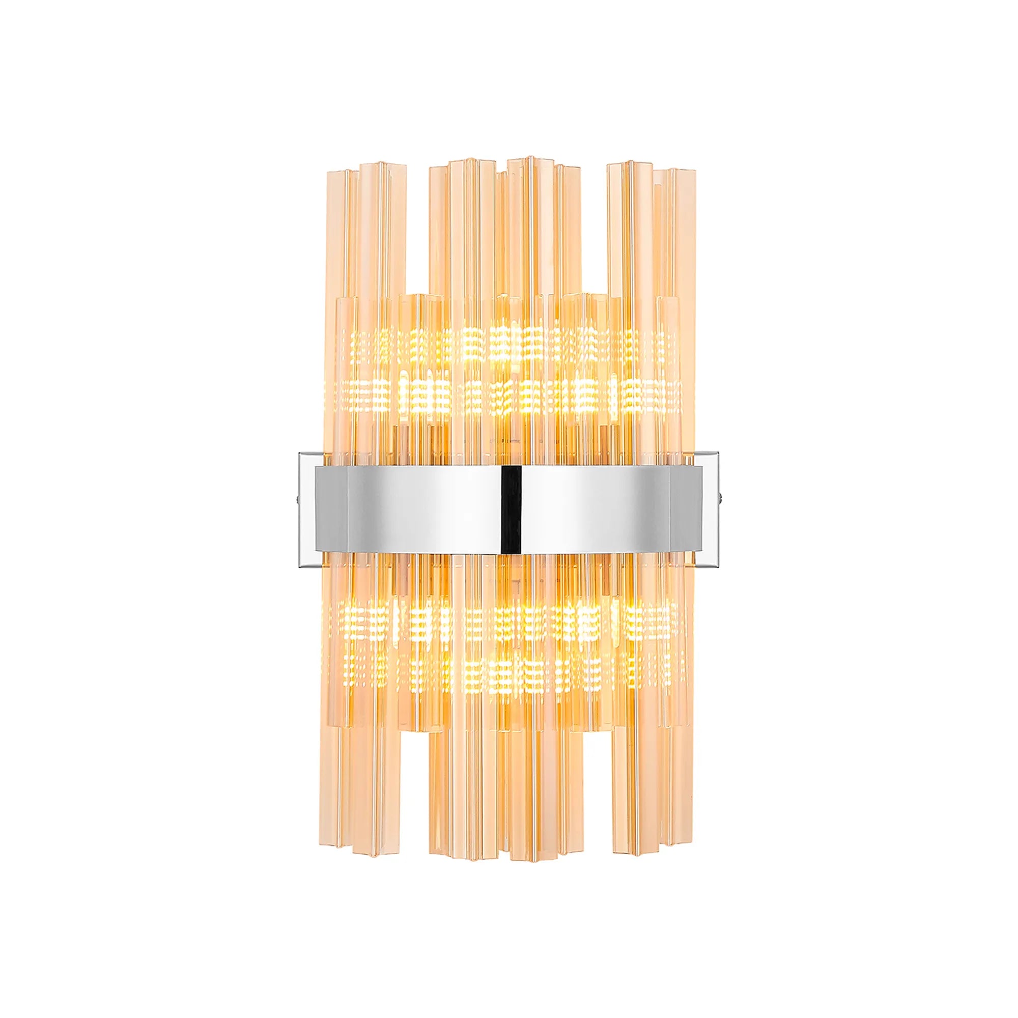 Farnley 6 Light Wall Light - Polished Nickel & Amber