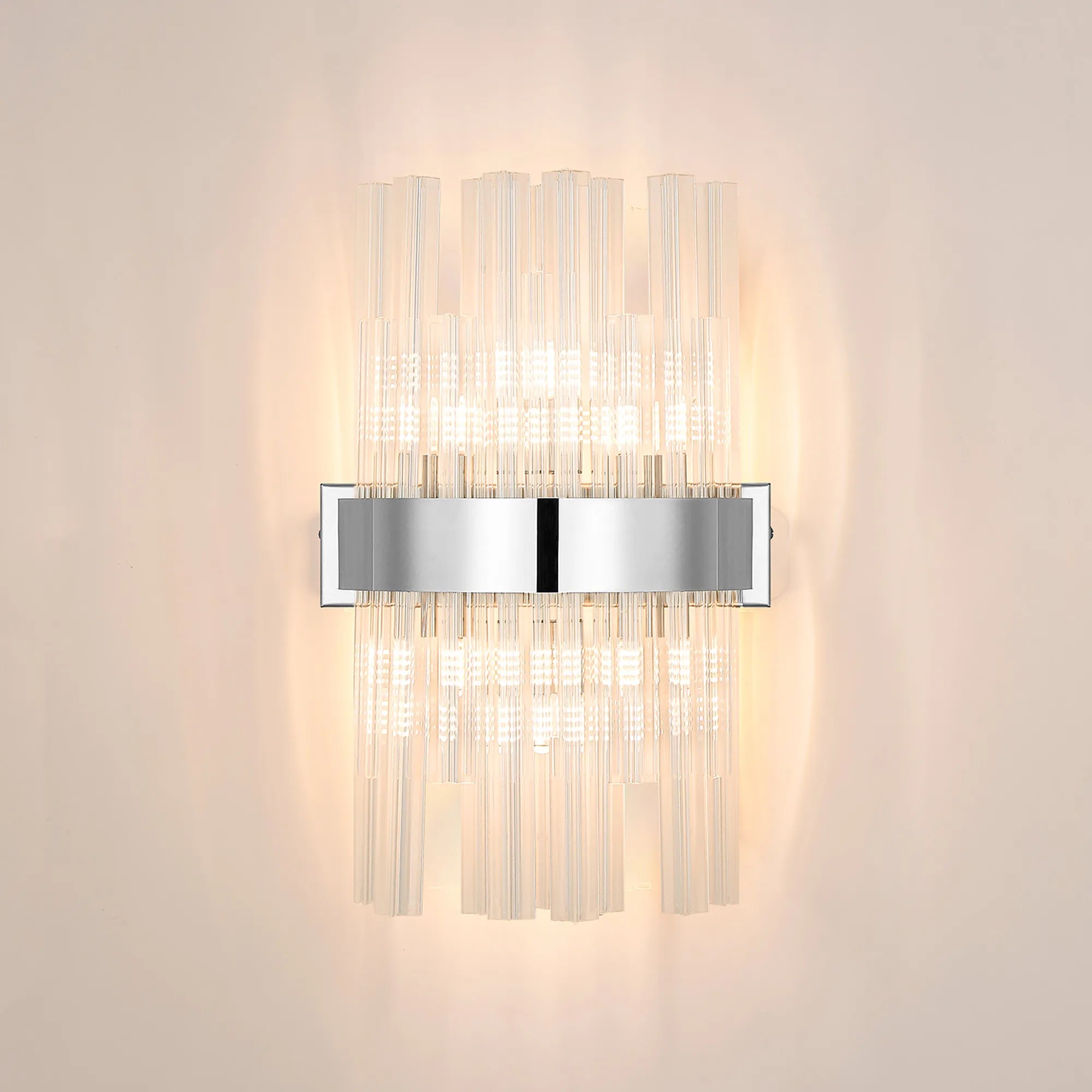 Farnley 6 Light Wall Light - Polished Nickel & Clear