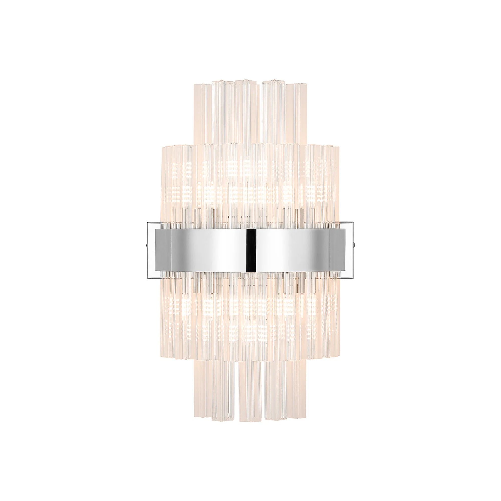 Farnley 6 Light Wall Light - Polished Nickel & Clear