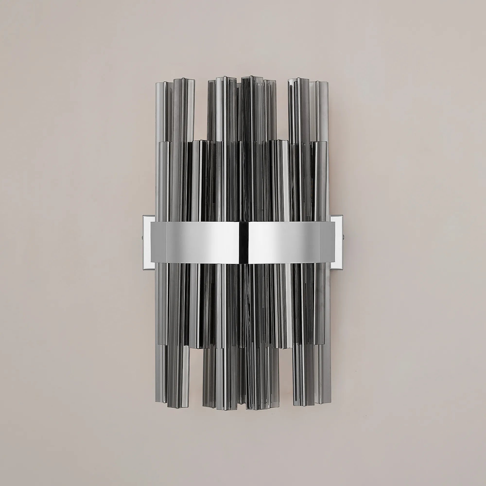Farnley 6 Light Wall Light - Polished Nickel & Smoke