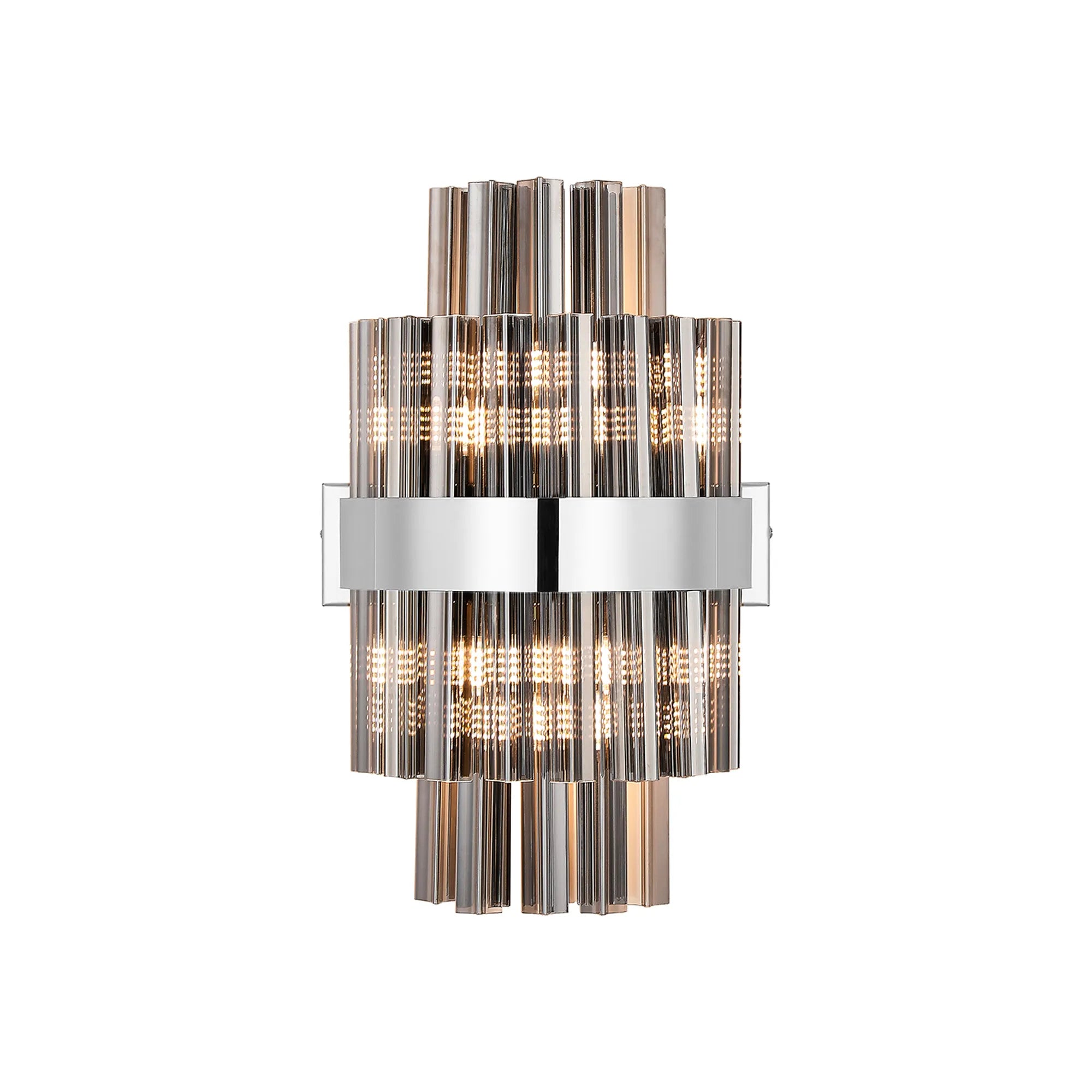 Farnley 6 Light Wall Light - Polished Nickel & Smoke