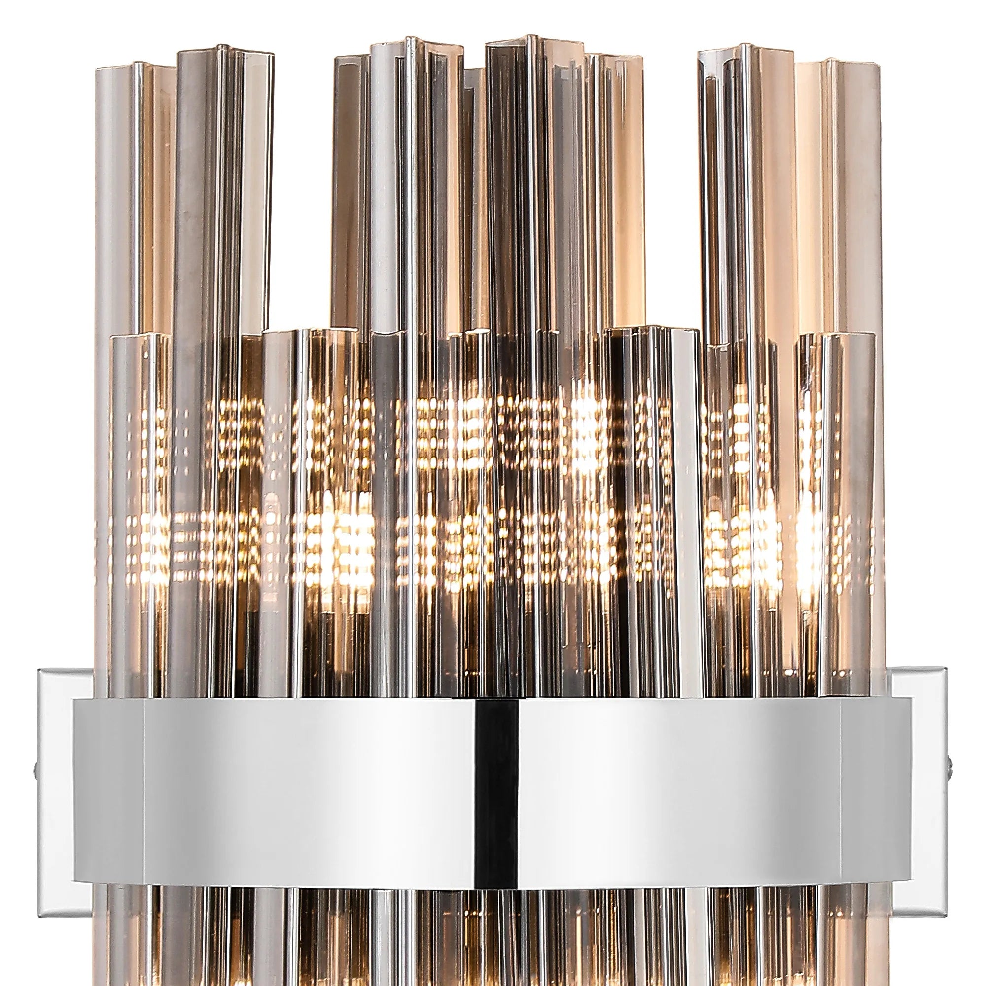 Farnley 6 Light Wall Light - Polished Nickel & Smoke