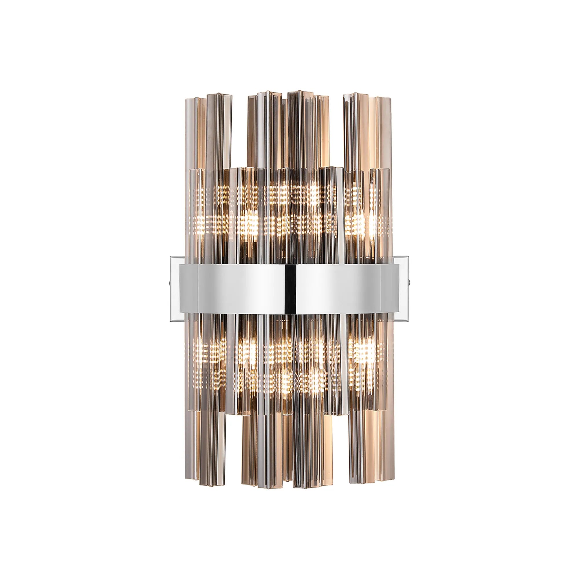 Farnley 6 Light Wall Light - Polished Nickel & Smoke