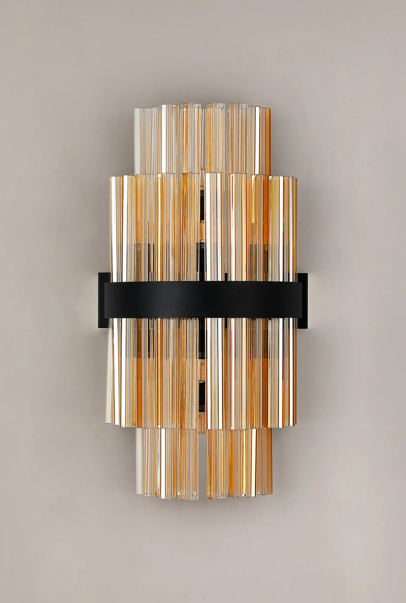 Farnley 8 Light - Wall Light - Satin Black & Amber
