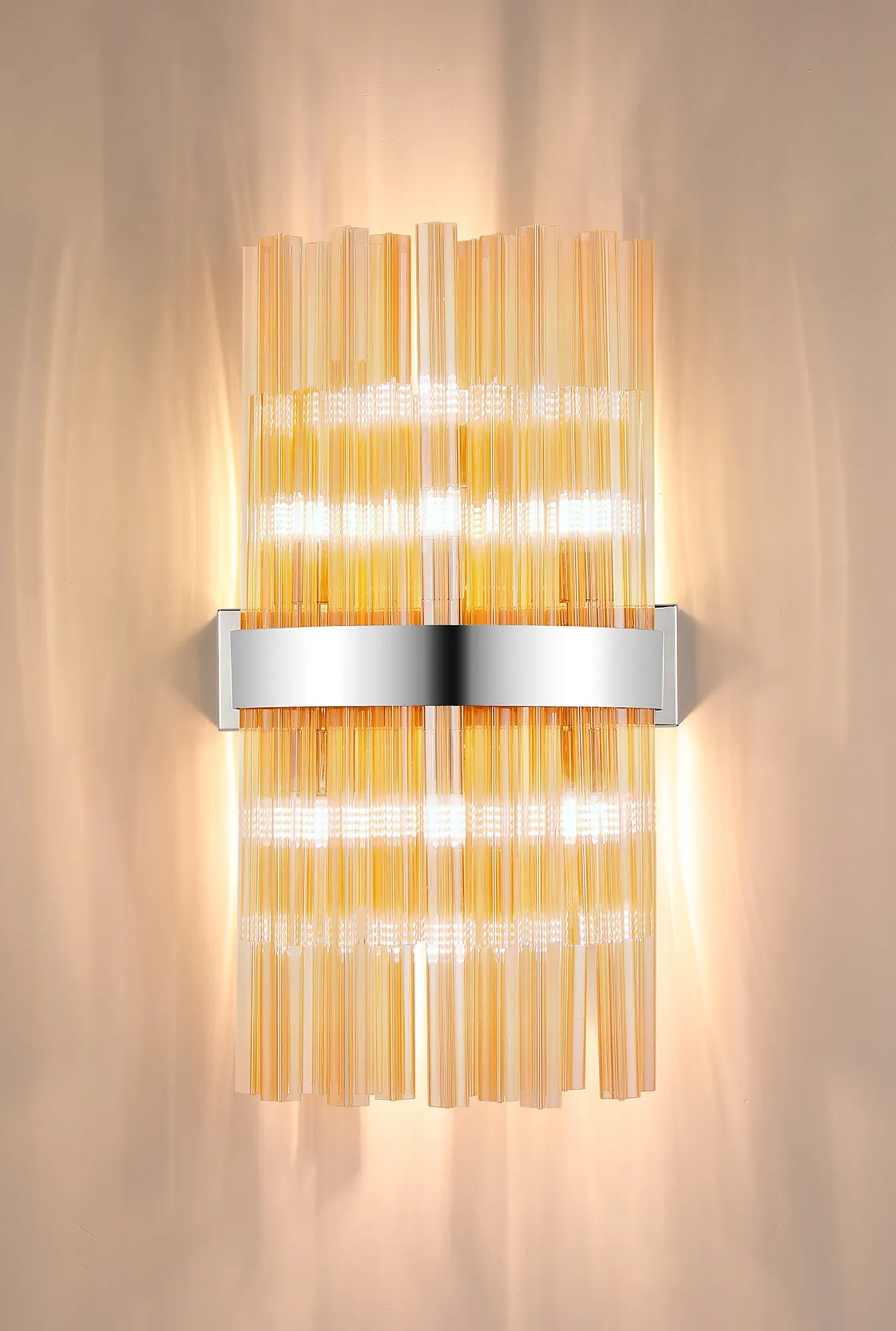 Farnley 8 Light - Wall Light - Polished Nickel & Amber