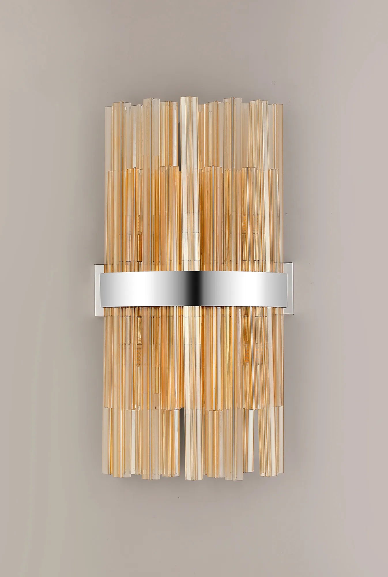 Farnley 8 Light - Wall Light - Polished Nickel & Amber