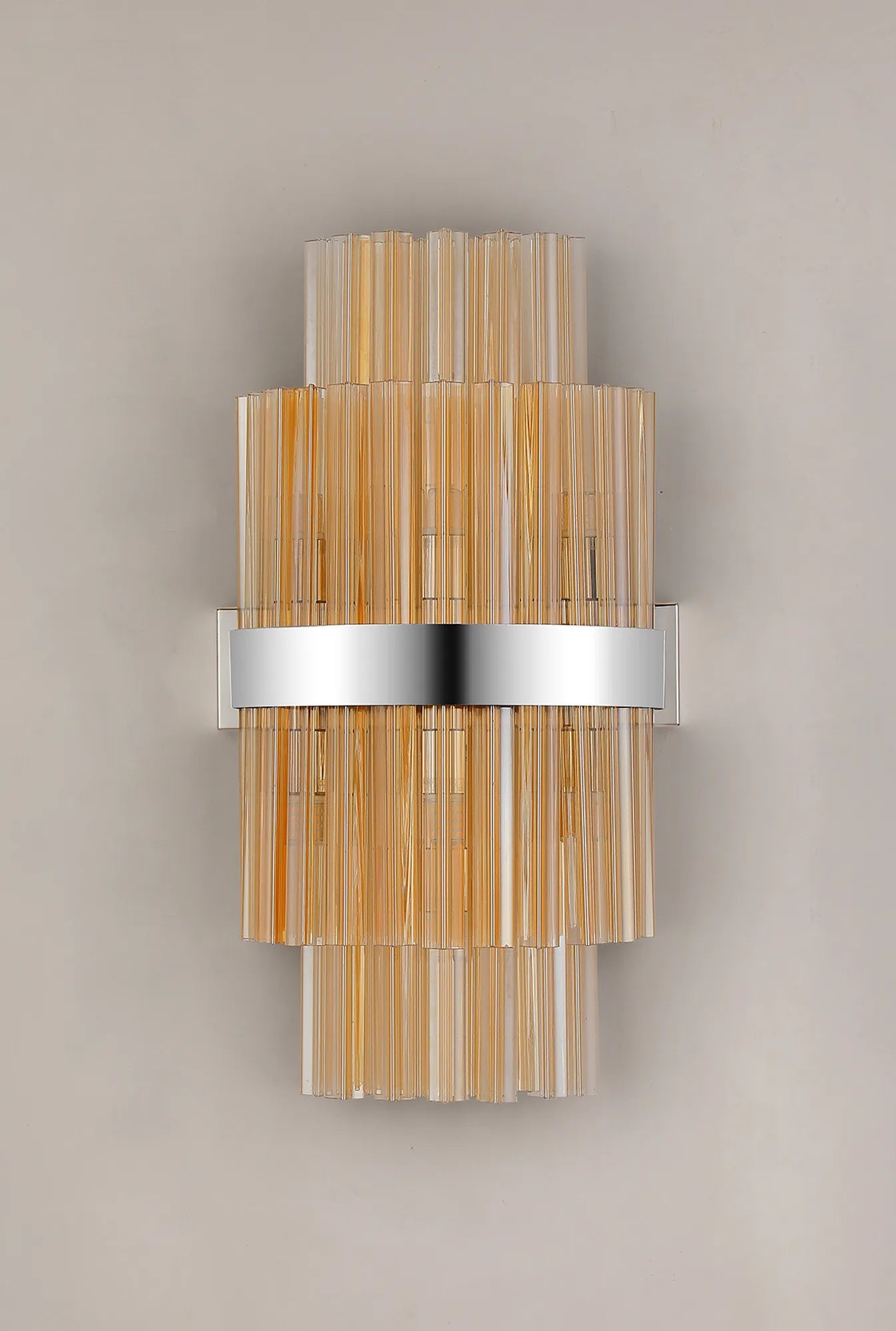Farnley 8 Light - Wall Light - Polished Nickel & Amber