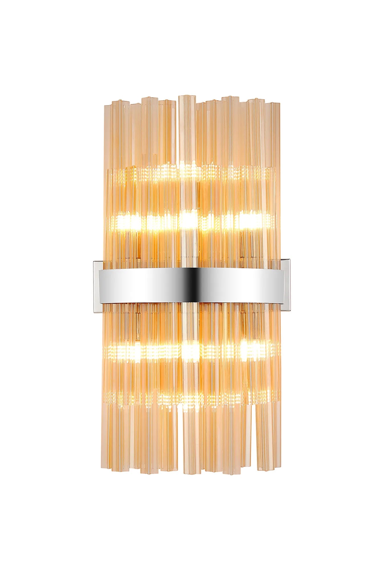 Farnley 8 Light - Wall Light - Polished Nickel & Amber
