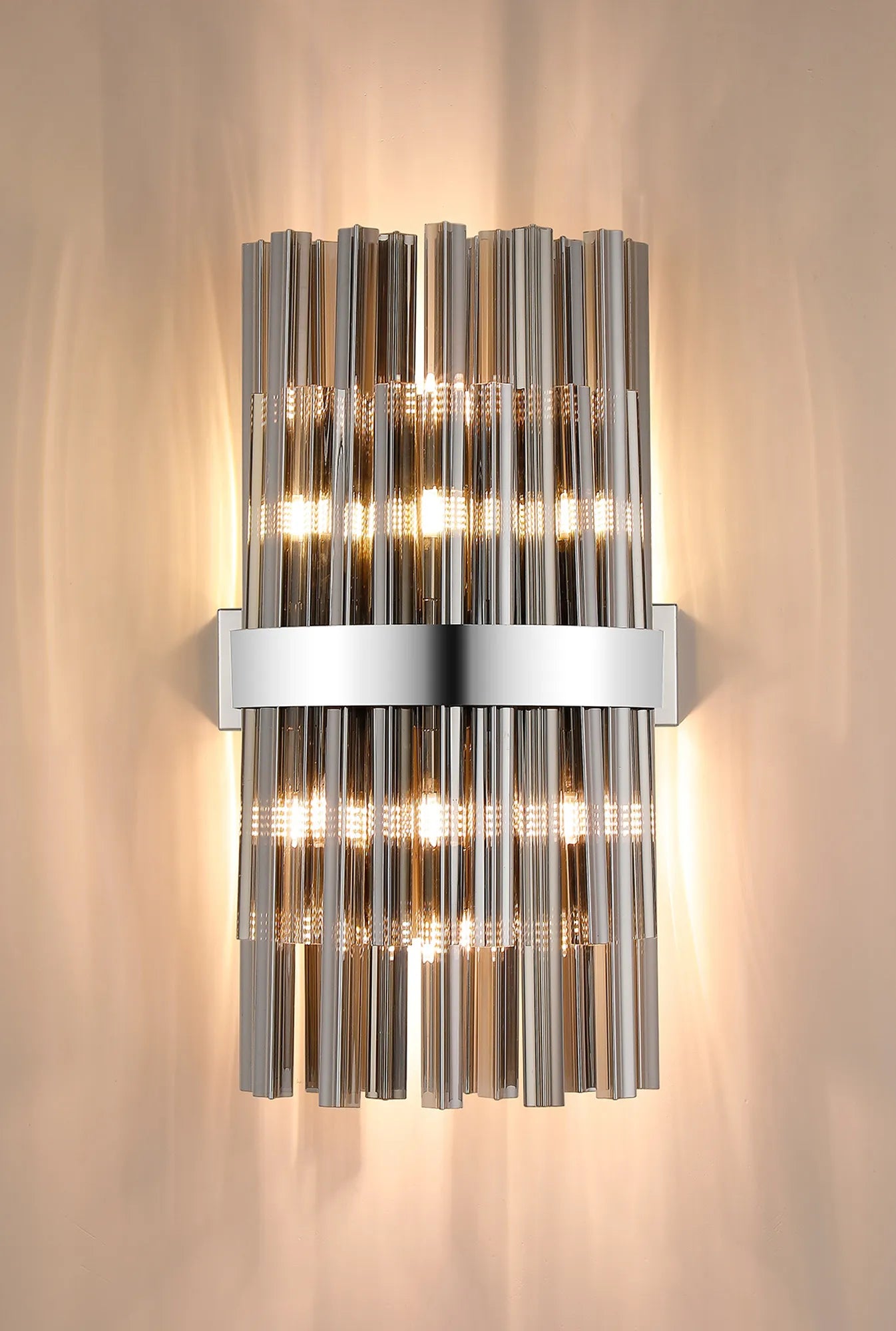 Farnley 8 Light - Wall Light - Polished Nickel & Smoke