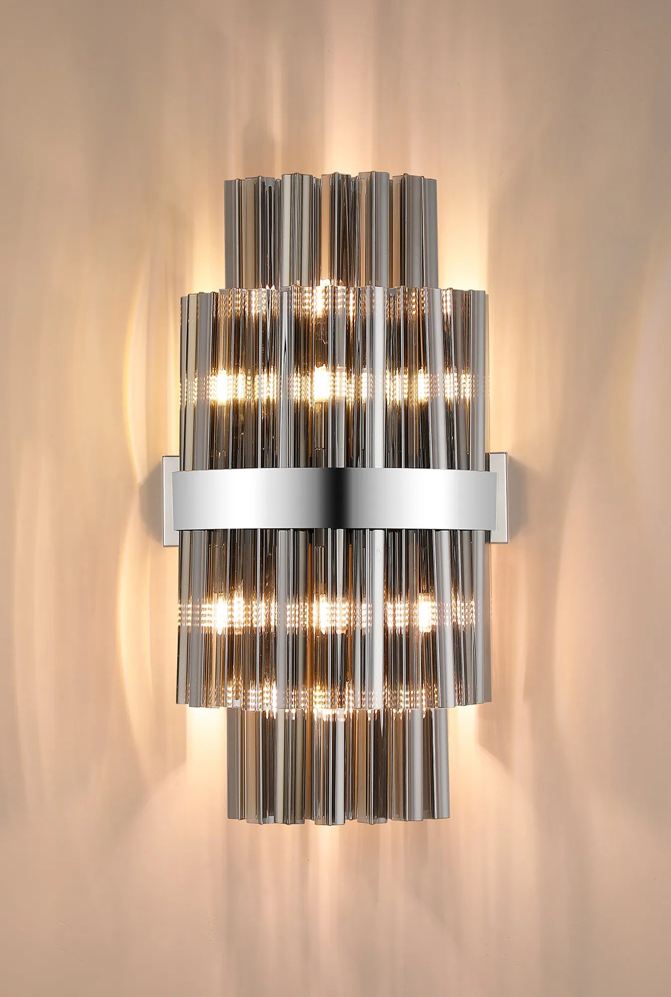 Farnley 8 Light - Wall Light - Polished Nickel & Smoke