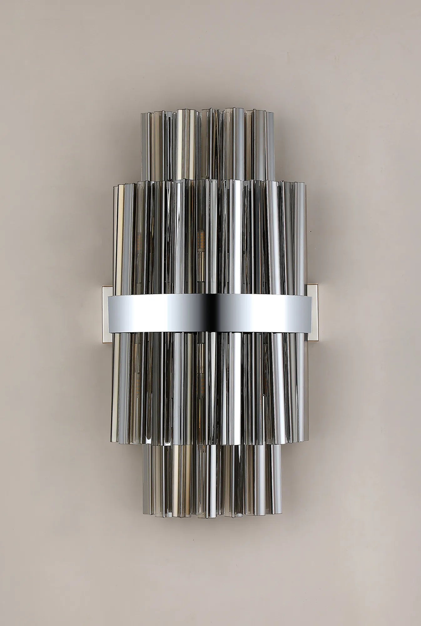 Farnley 8 Light - Wall Light - Polished Nickel & Smoke