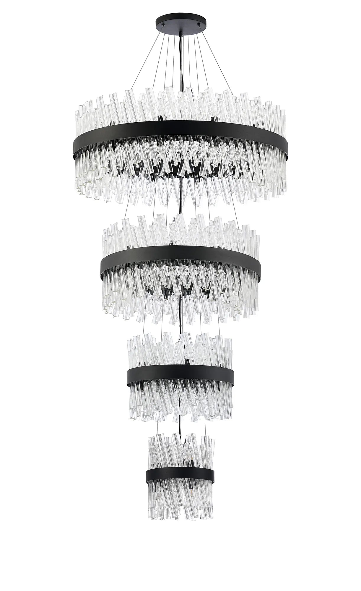 Farnley 4 Tier 80cm Pendant 24 Light - Black & Clear