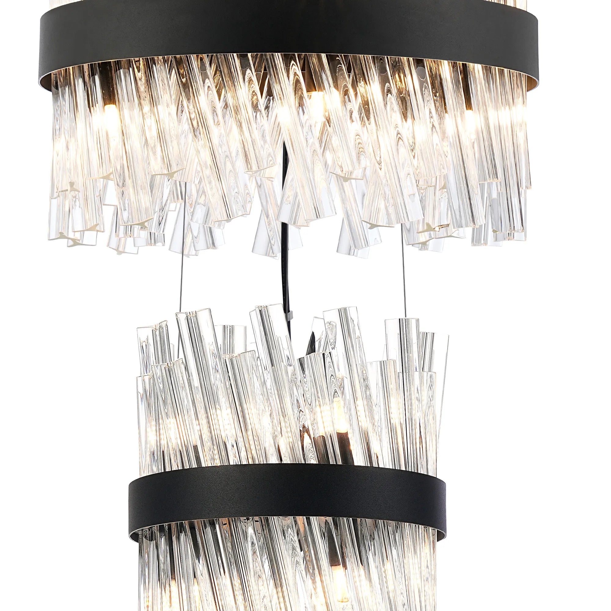 Farnley 4 Tier 80cm Pendant 24 Light - Black & Clear