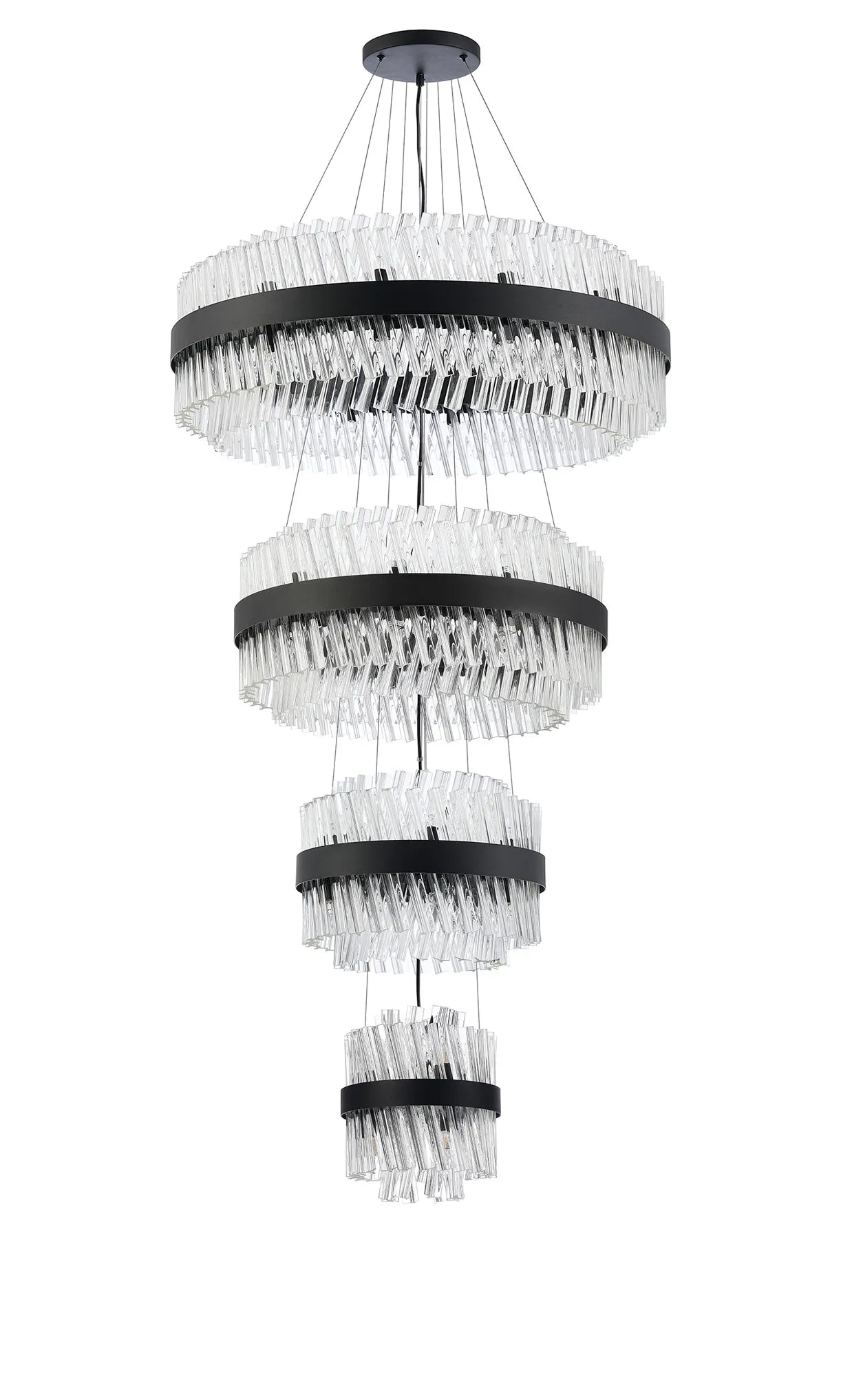 Farnley 4 Tier 80cm Pendant 24 Light - Black & Clear