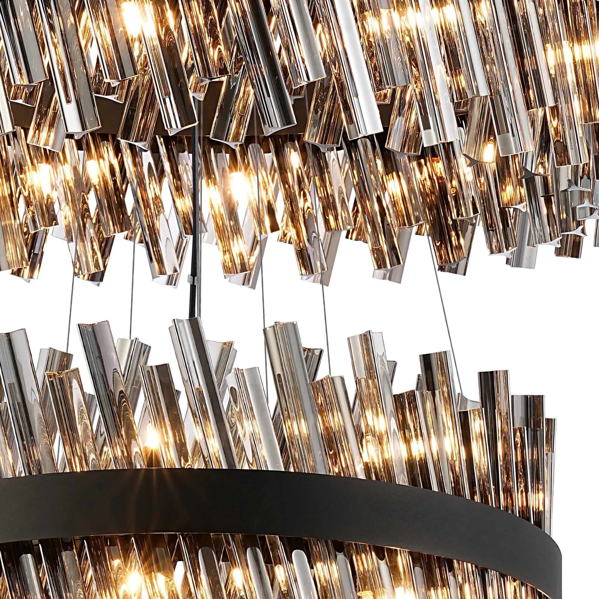 Farnley 4 Tier 80cm Pendant 24 Light - Black & Smoke