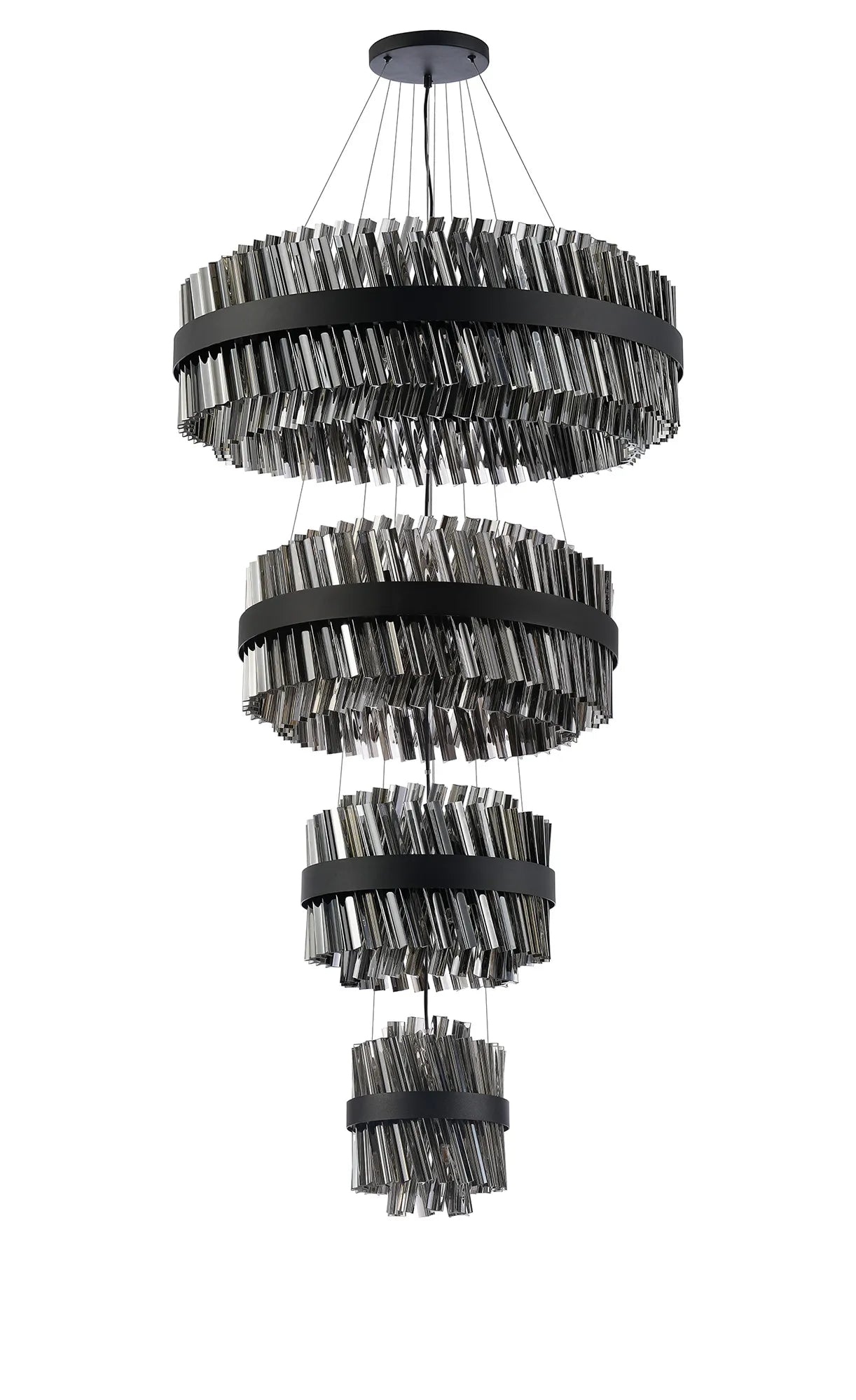 Farnley 4 Tier 80cm Pendant 24 Light - Black & Smoke
