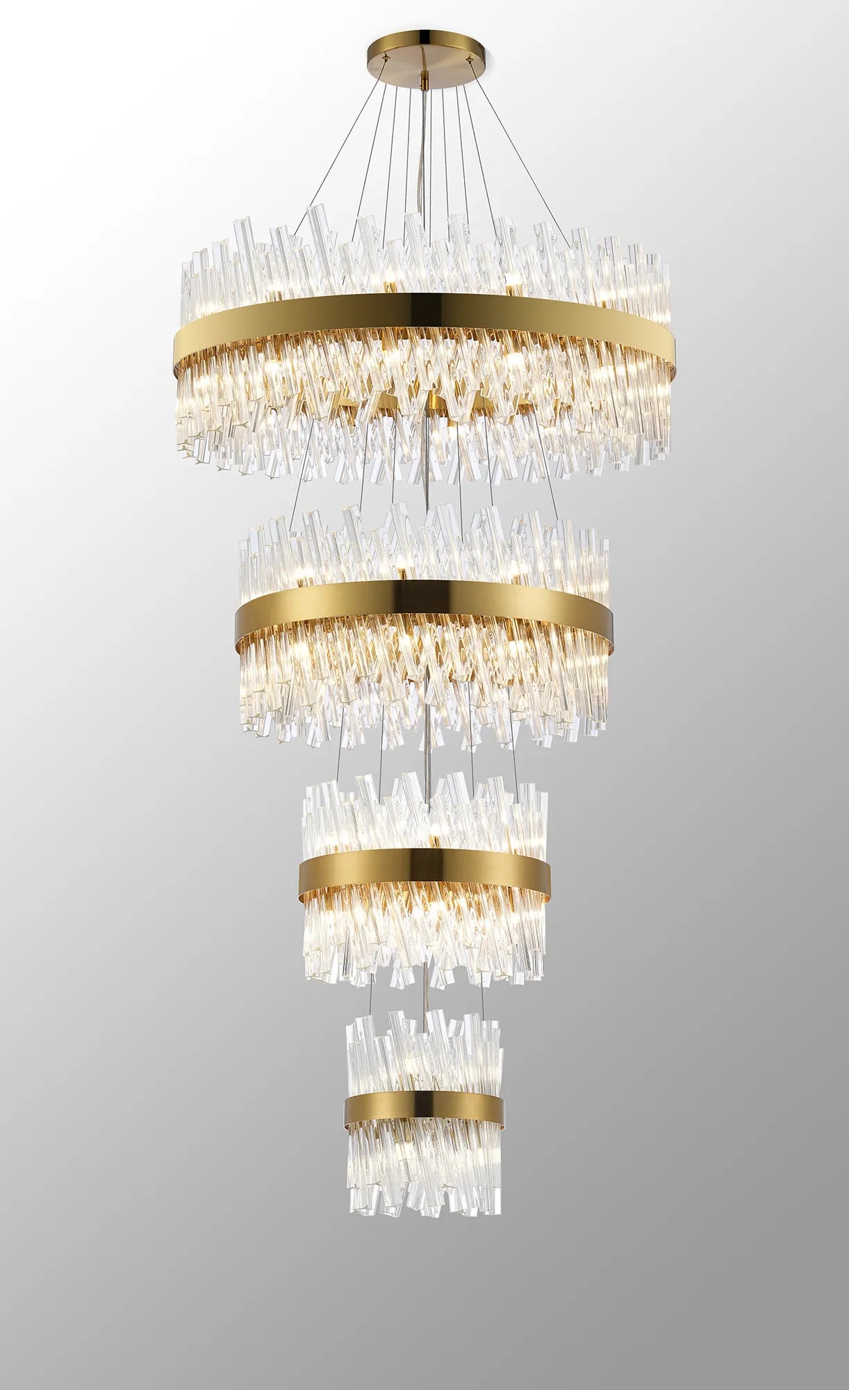 Farnley 4 Tier 80cm Pendant 24 Light - Brass & Clear