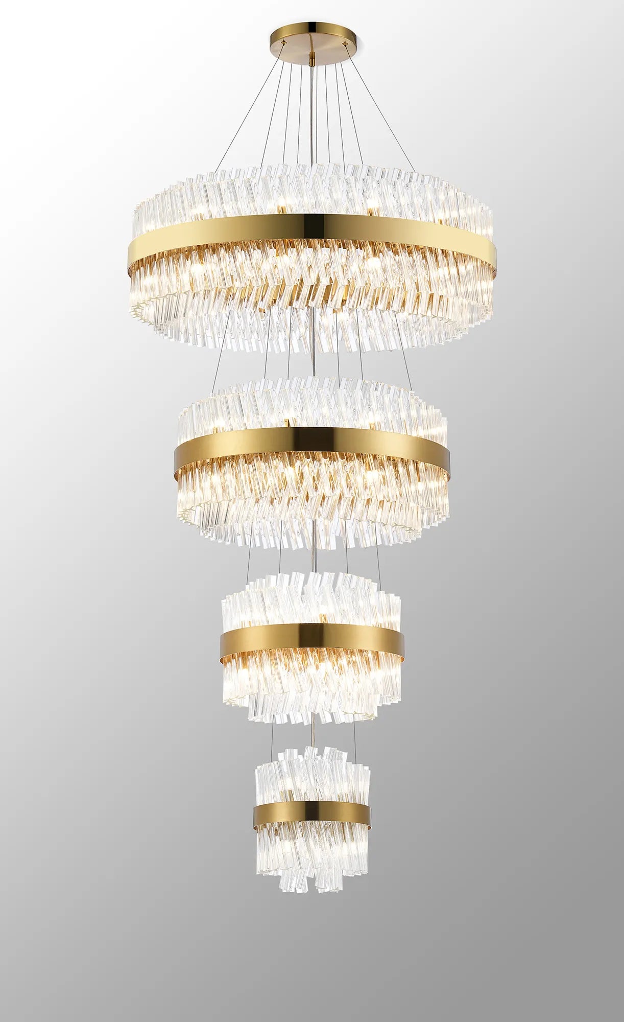 Farnley 4 Tier 80cm Pendant 24 Light - Brass & Clear