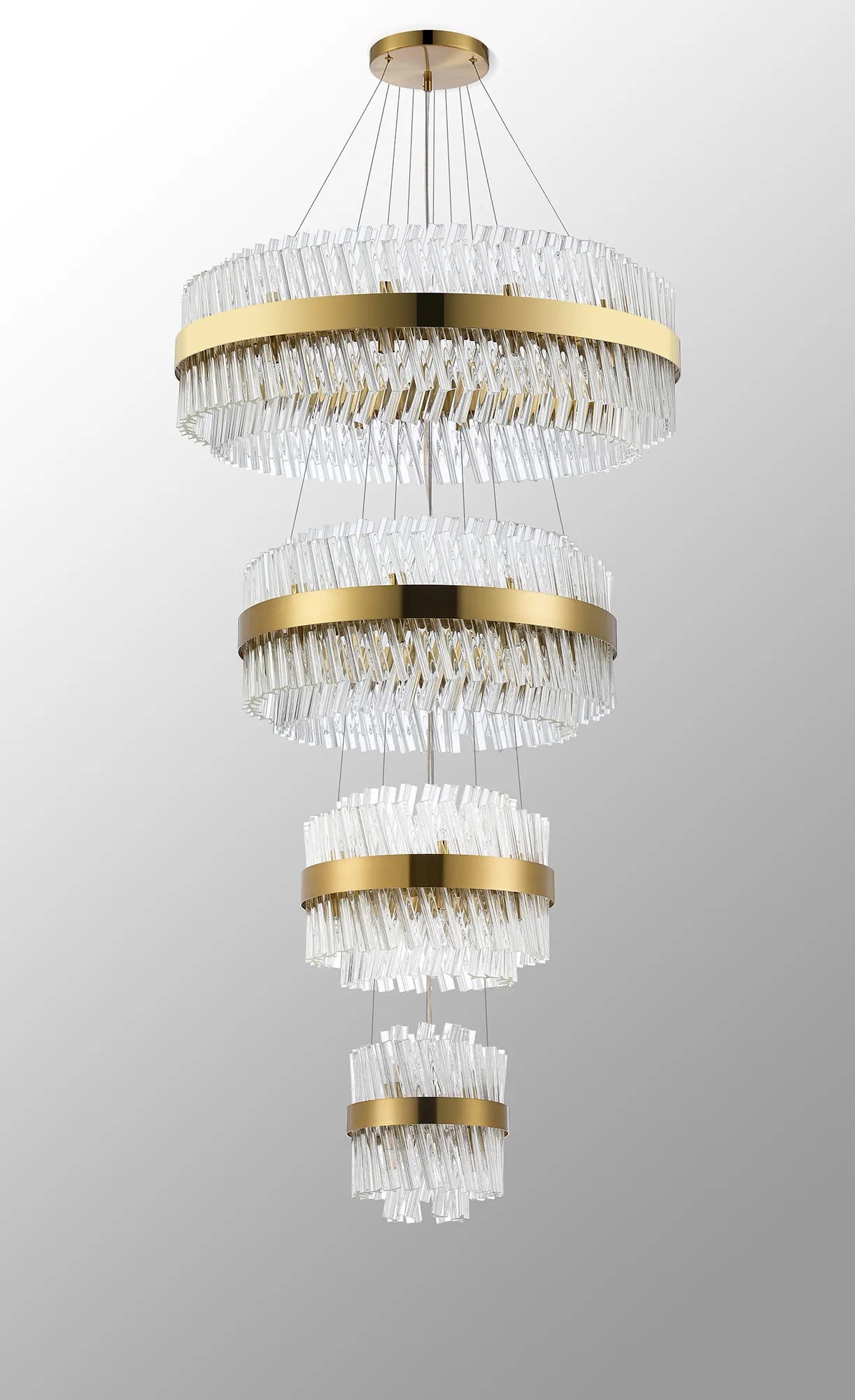 Farnley 4 Tier 80cm Pendant 24 Light - Brass & Clear