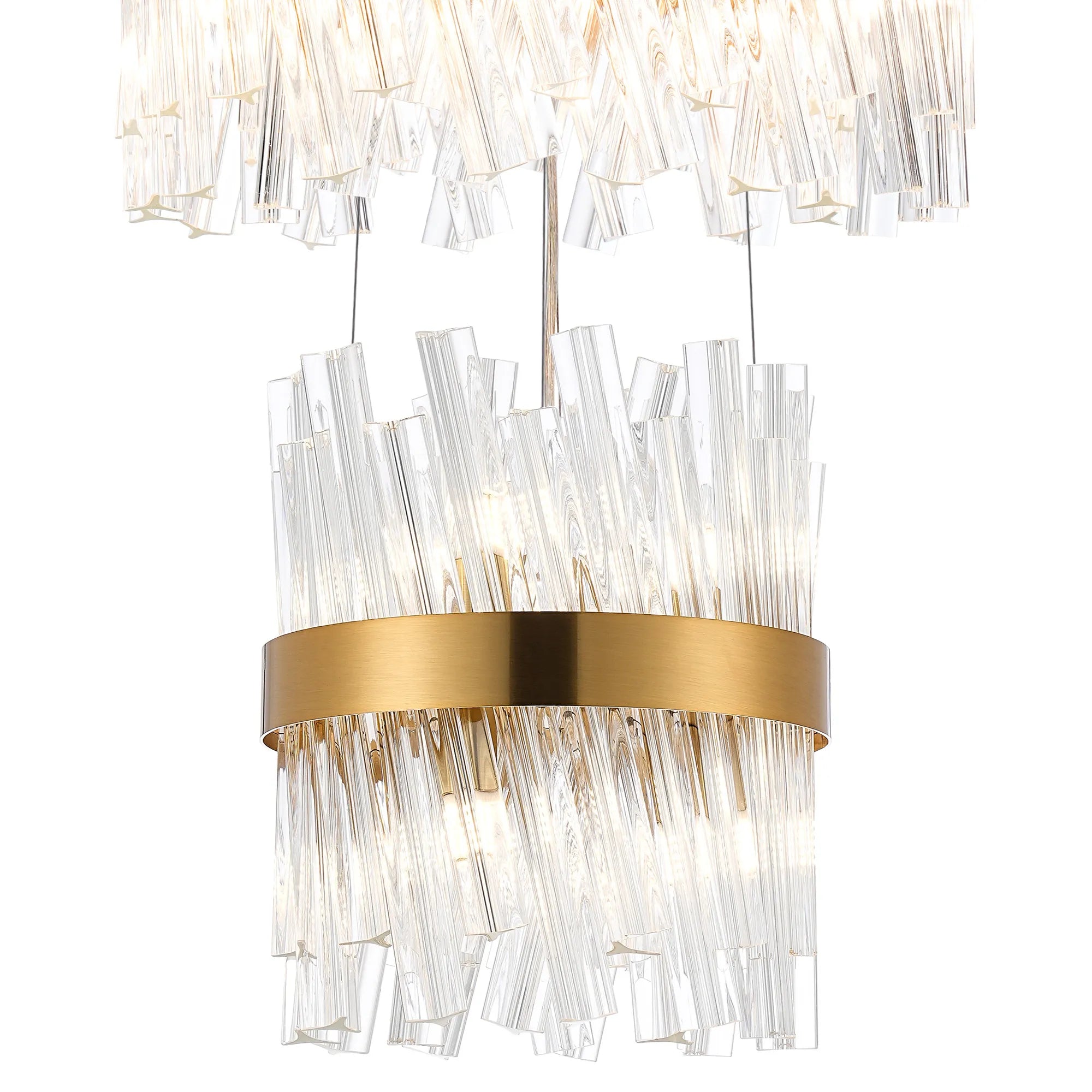 Farnley 4 Tier 80cm Pendant 24 Light - Brass & Clear