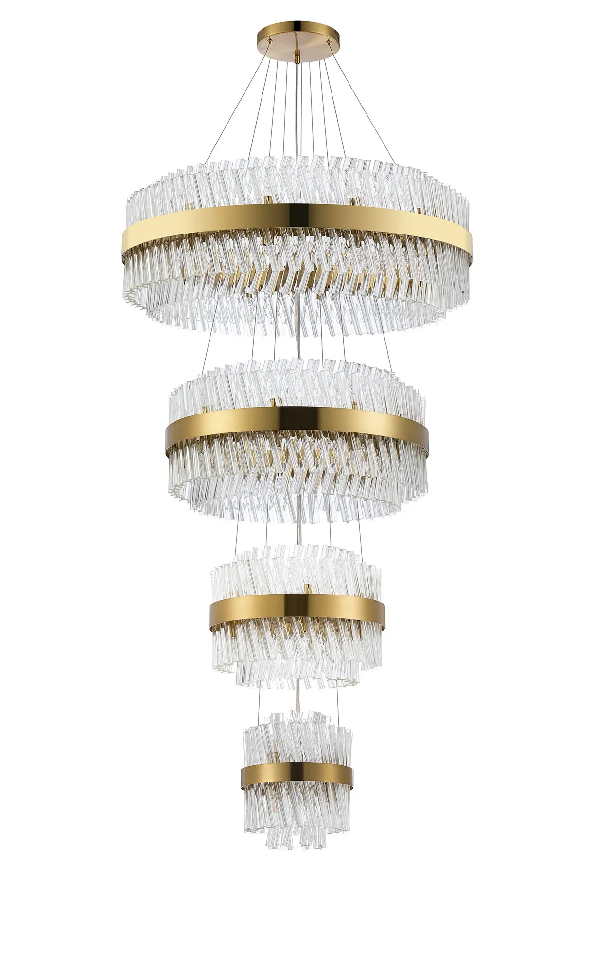 Farnley 4 Tier 80cm Pendant 24 Light - Brass & Clear