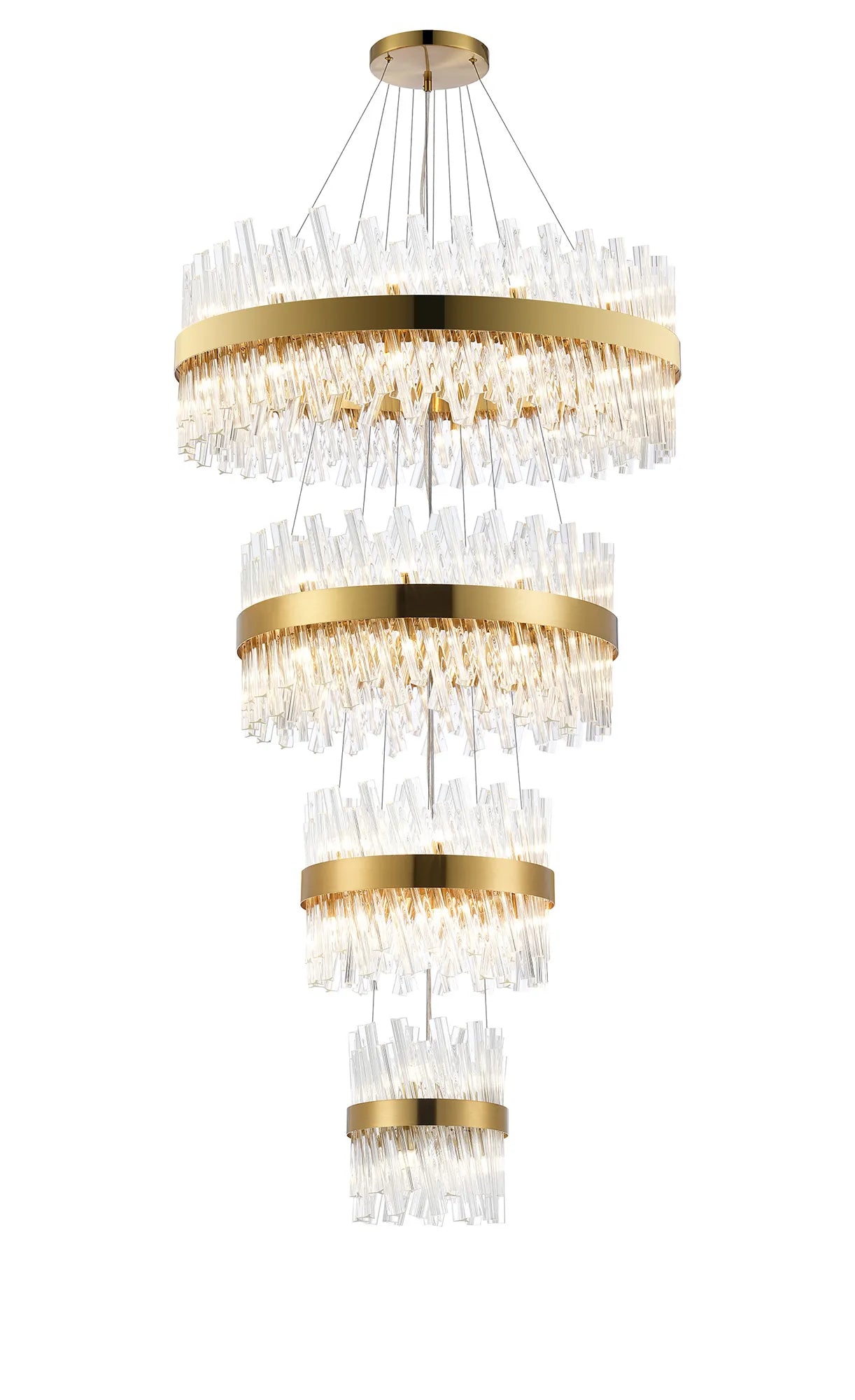 Farnley 4 Tier 80cm Pendant 24 Light - Brass & Clear
