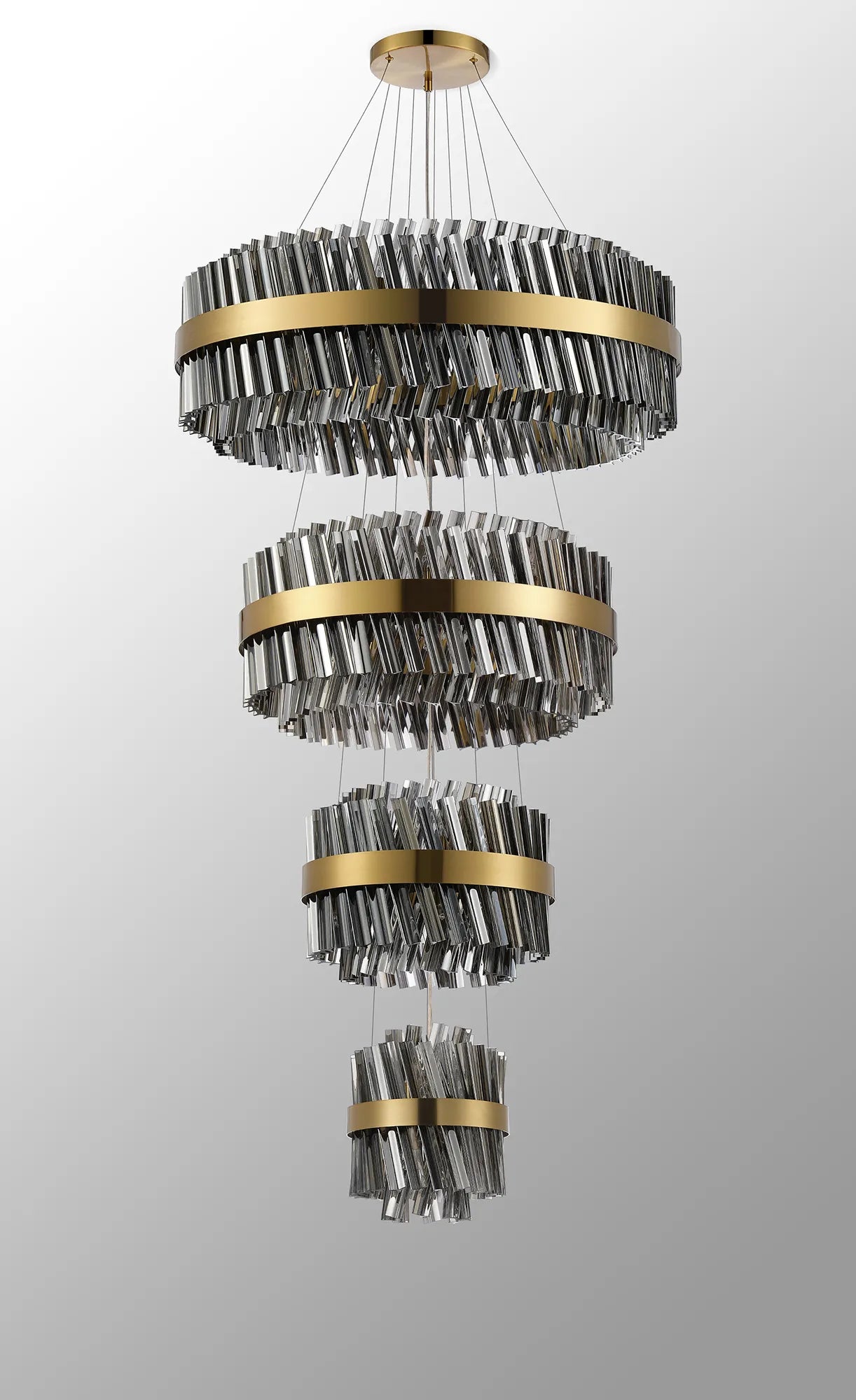 Farnley 4 Tier 80cm Pendant 24 Light - Brass & Smoke