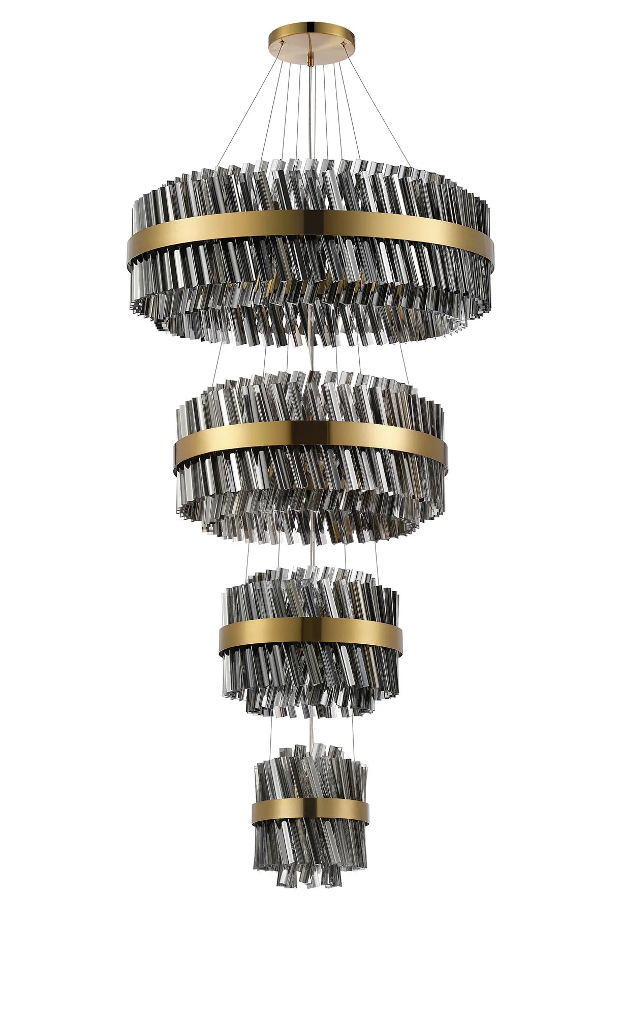 Farnley 4 Tier 80cm Pendant 24 Light - Brass & Smoke