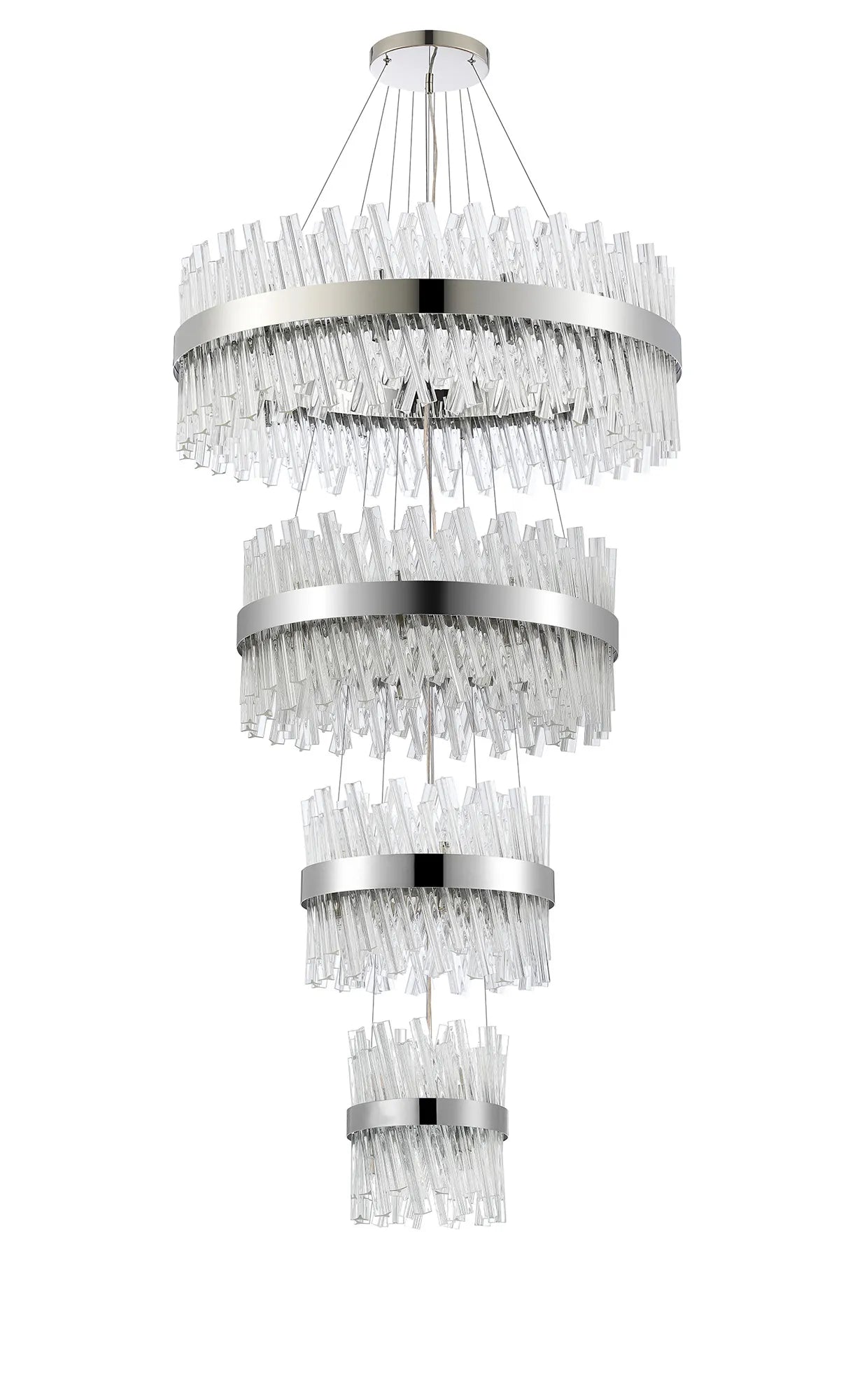 Farnley 4 Tier 80cm Pendant 24 Light - Polished Nickel & Clear