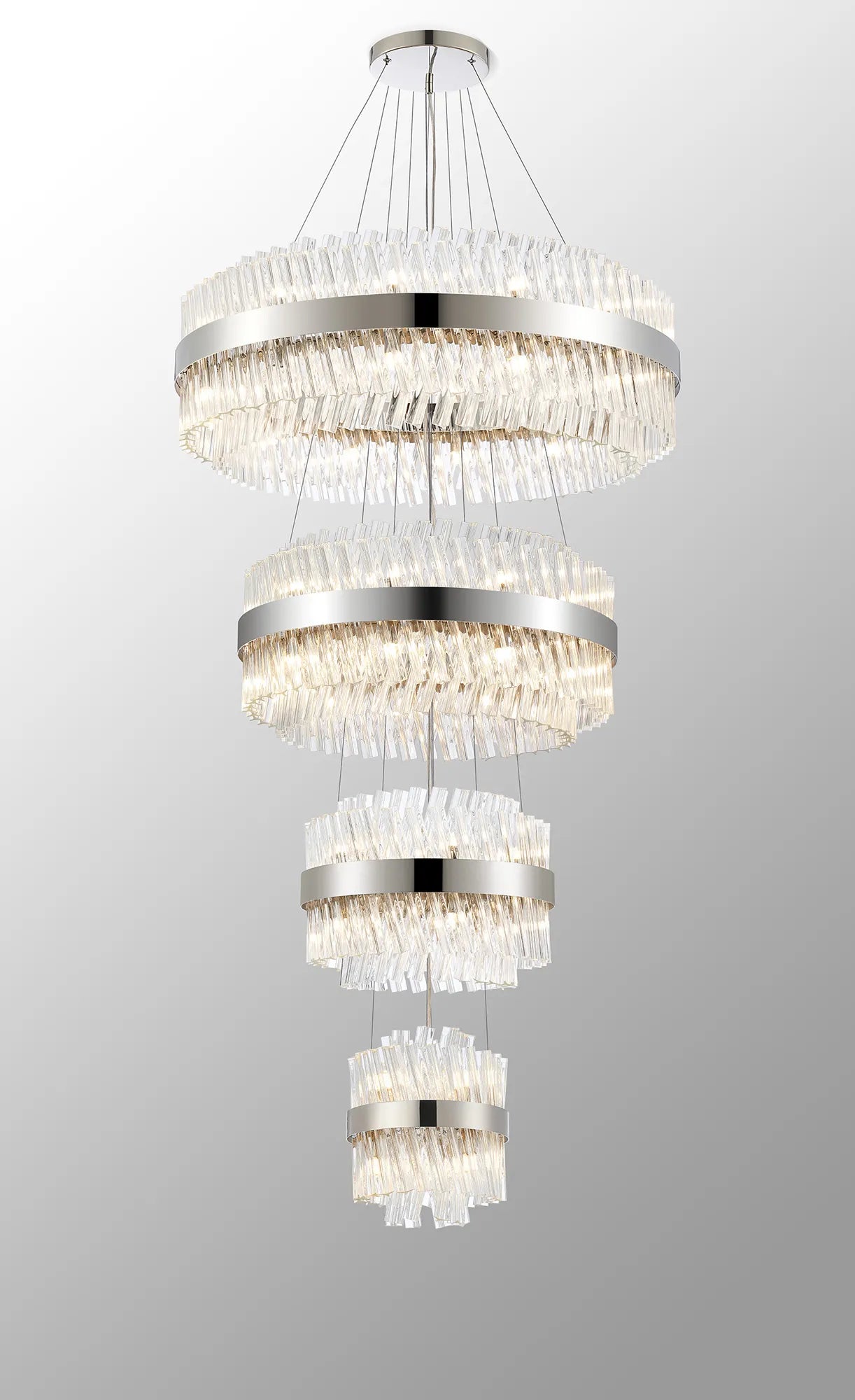 Farnley 4 Tier 80cm Pendant 24 Light - Polished Nickel & Clear