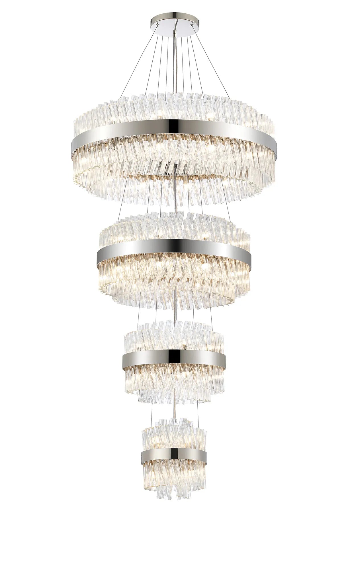 Farnley 4 Tier 80cm Pendant 24 Light - Polished Nickel & Clear