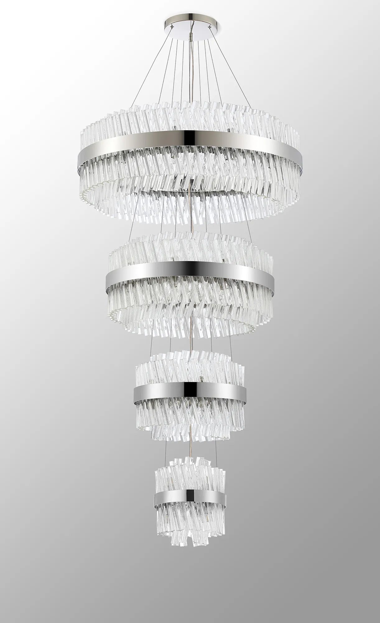 Farnley 4 Tier 80cm Pendant 24 Light - Polished Nickel & Clear