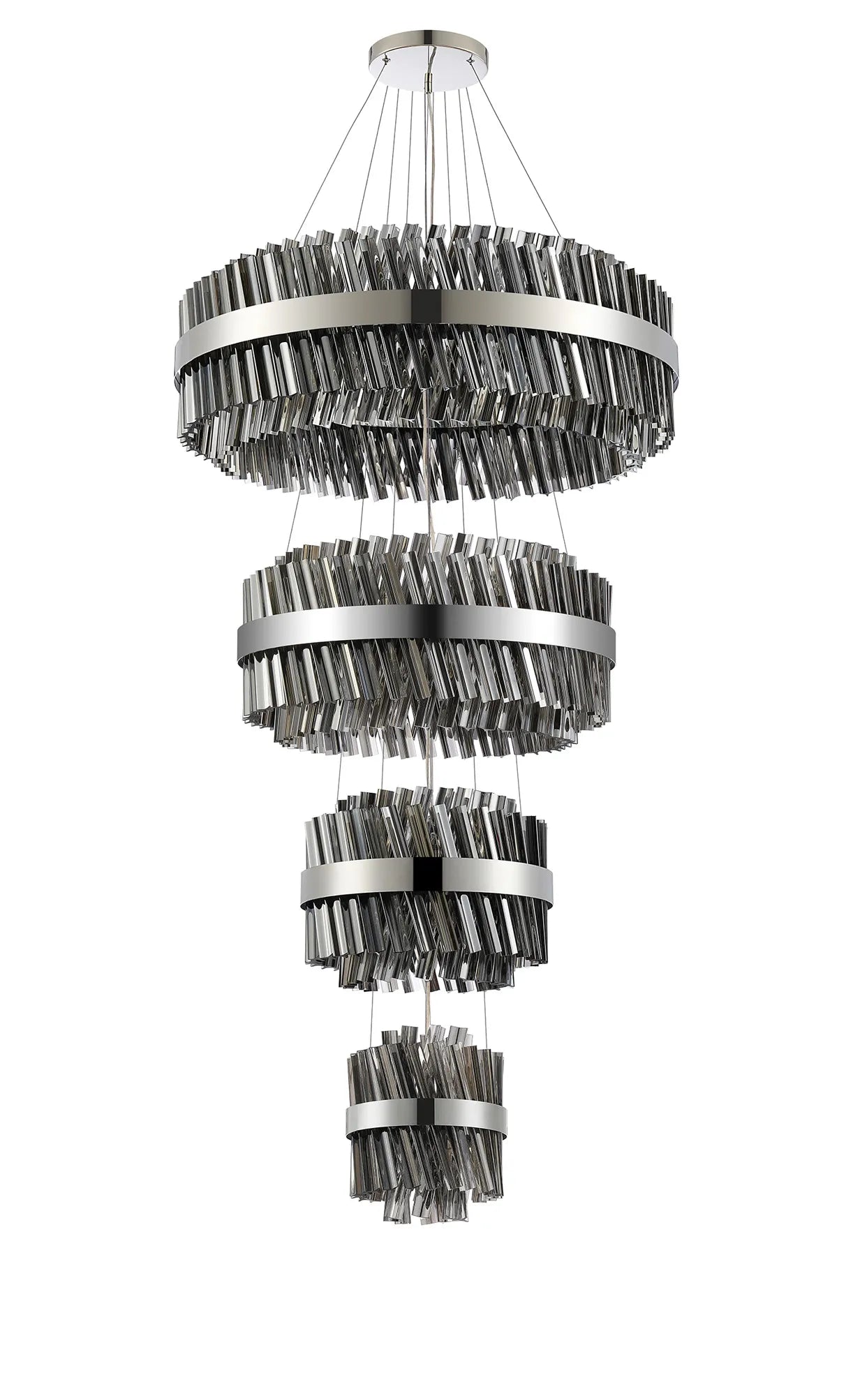 Farnley 4 Tier 80cm Pendant 24 Light - Polished Nickel & Smoke