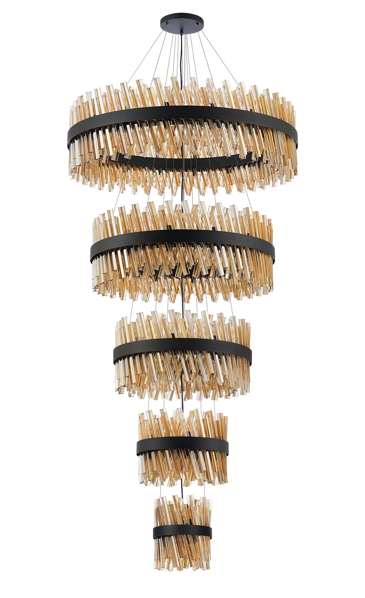 Farnley 5 Tier 1m Pendant 32 Light - Black & Amber