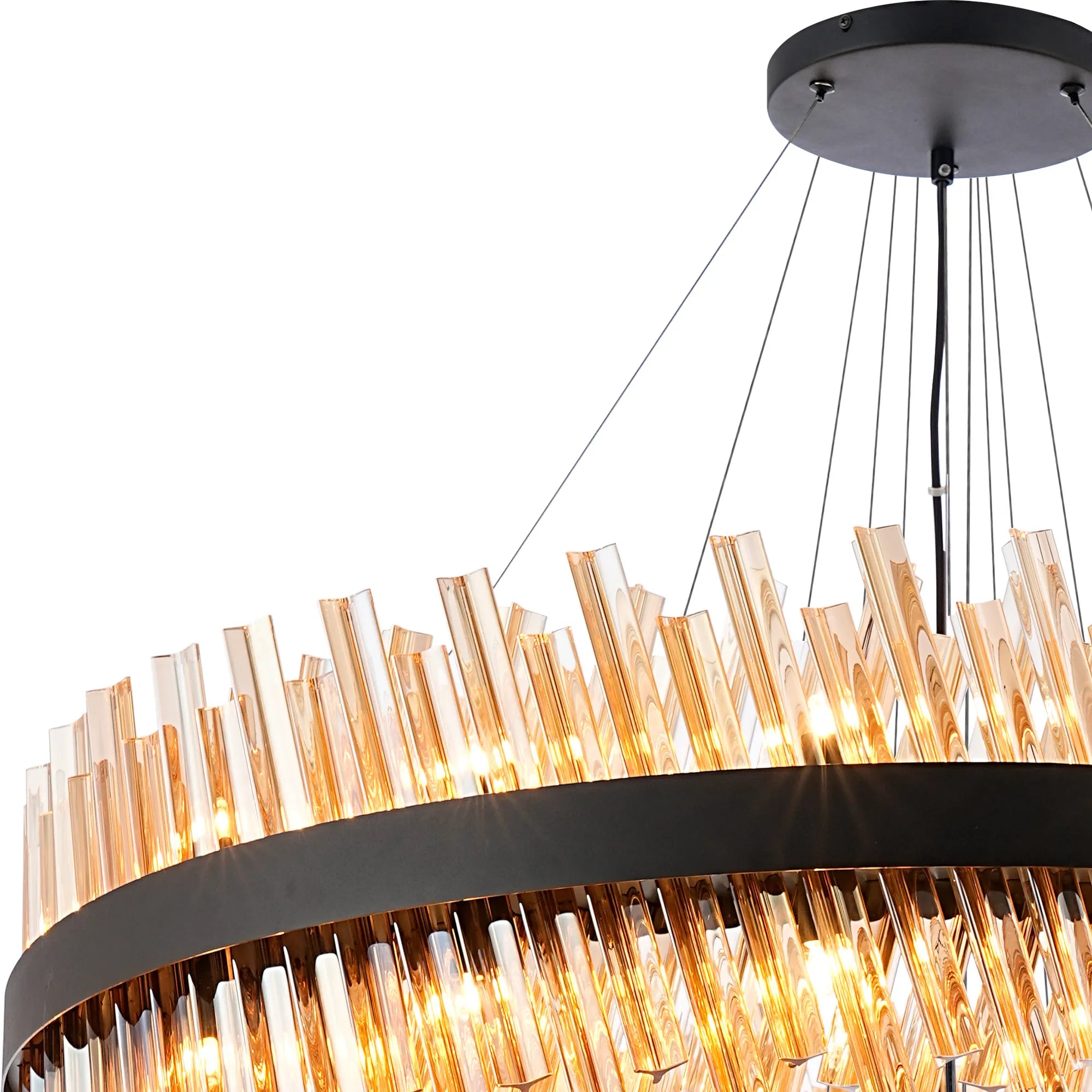 Farnley 5 Tier 1m Pendant 32 Light - Black & Amber