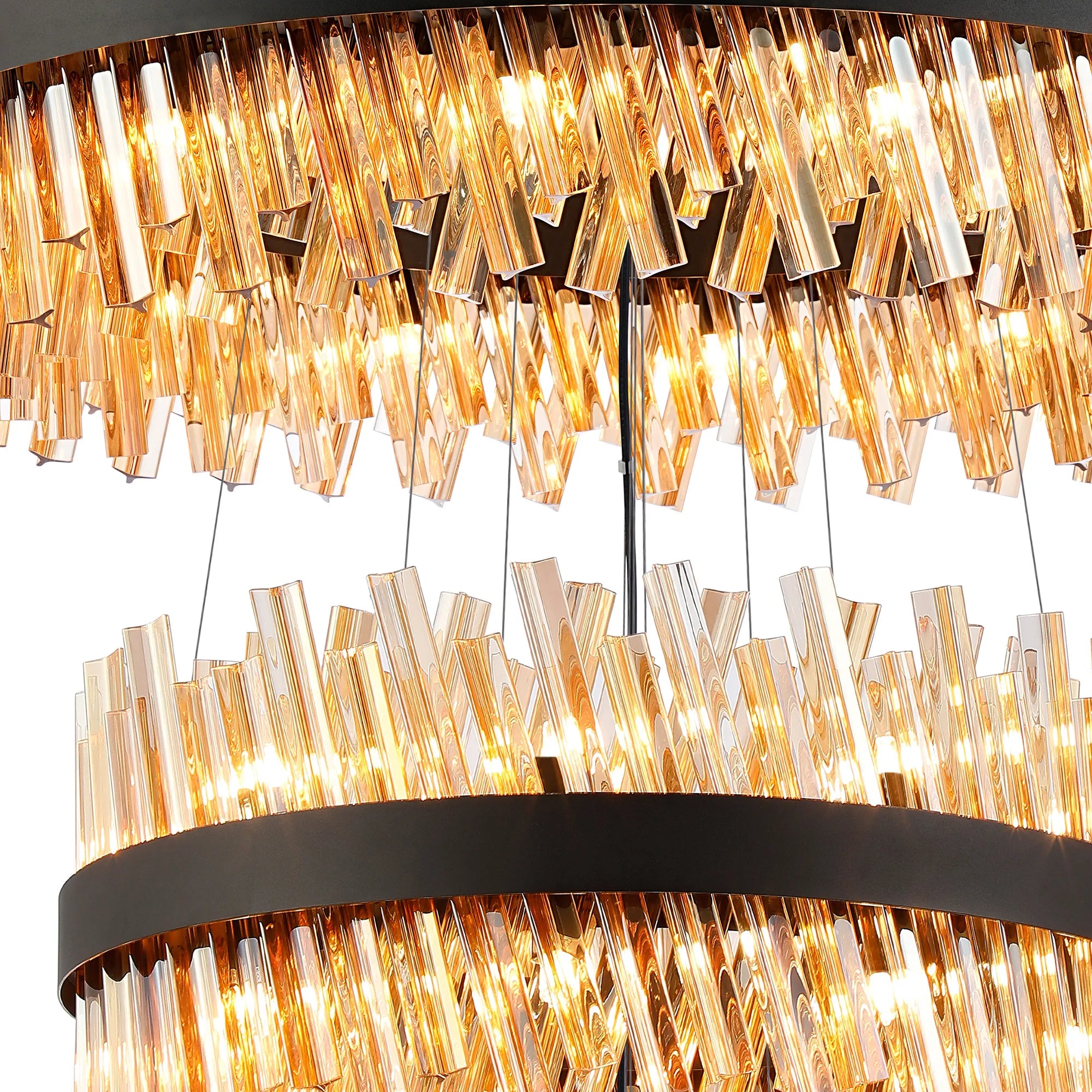 Farnley 5 Tier 1m Pendant 32 Light - Black & Amber