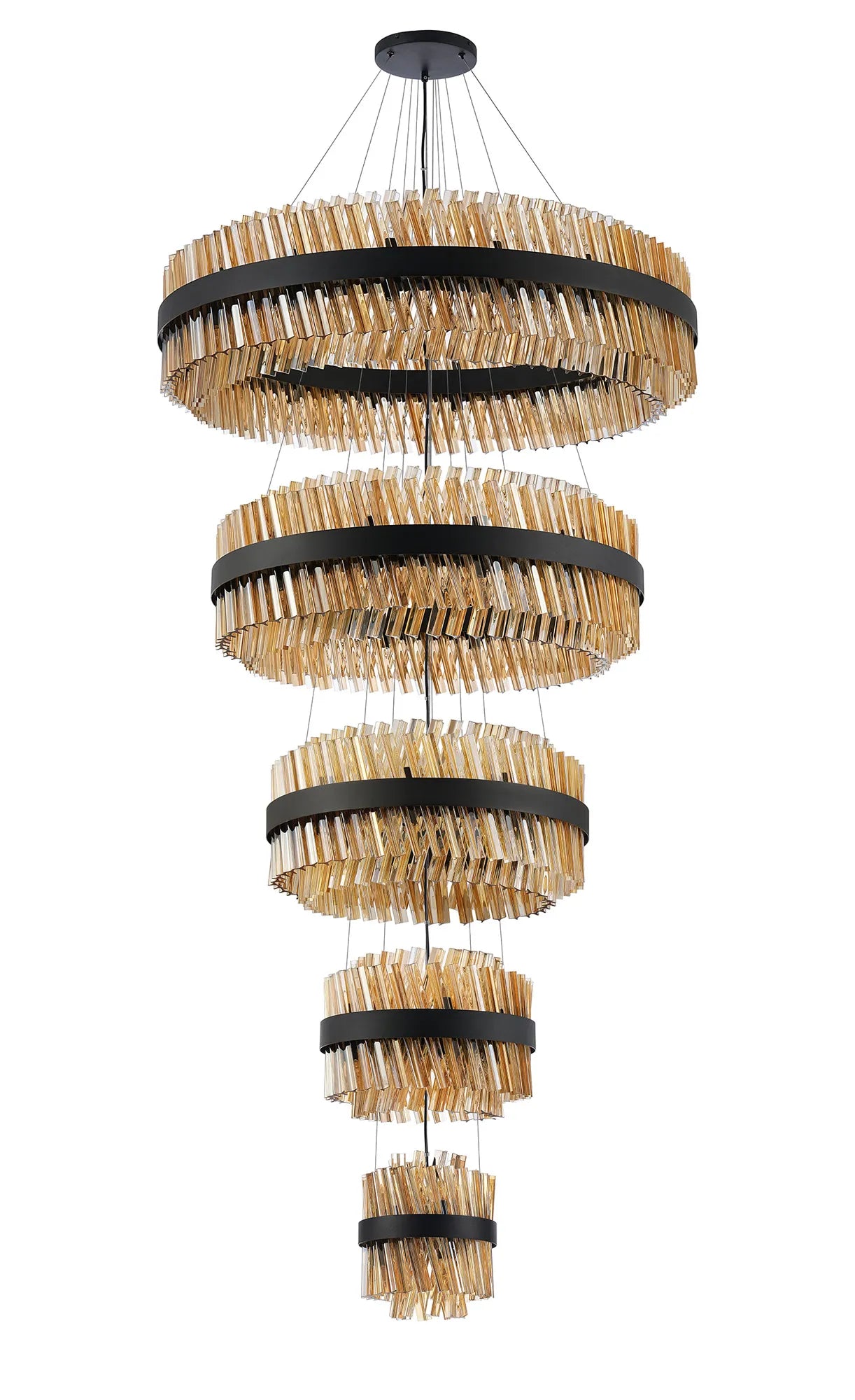 Farnley 5 Tier 1m Pendant 32 Light - Black & Amber