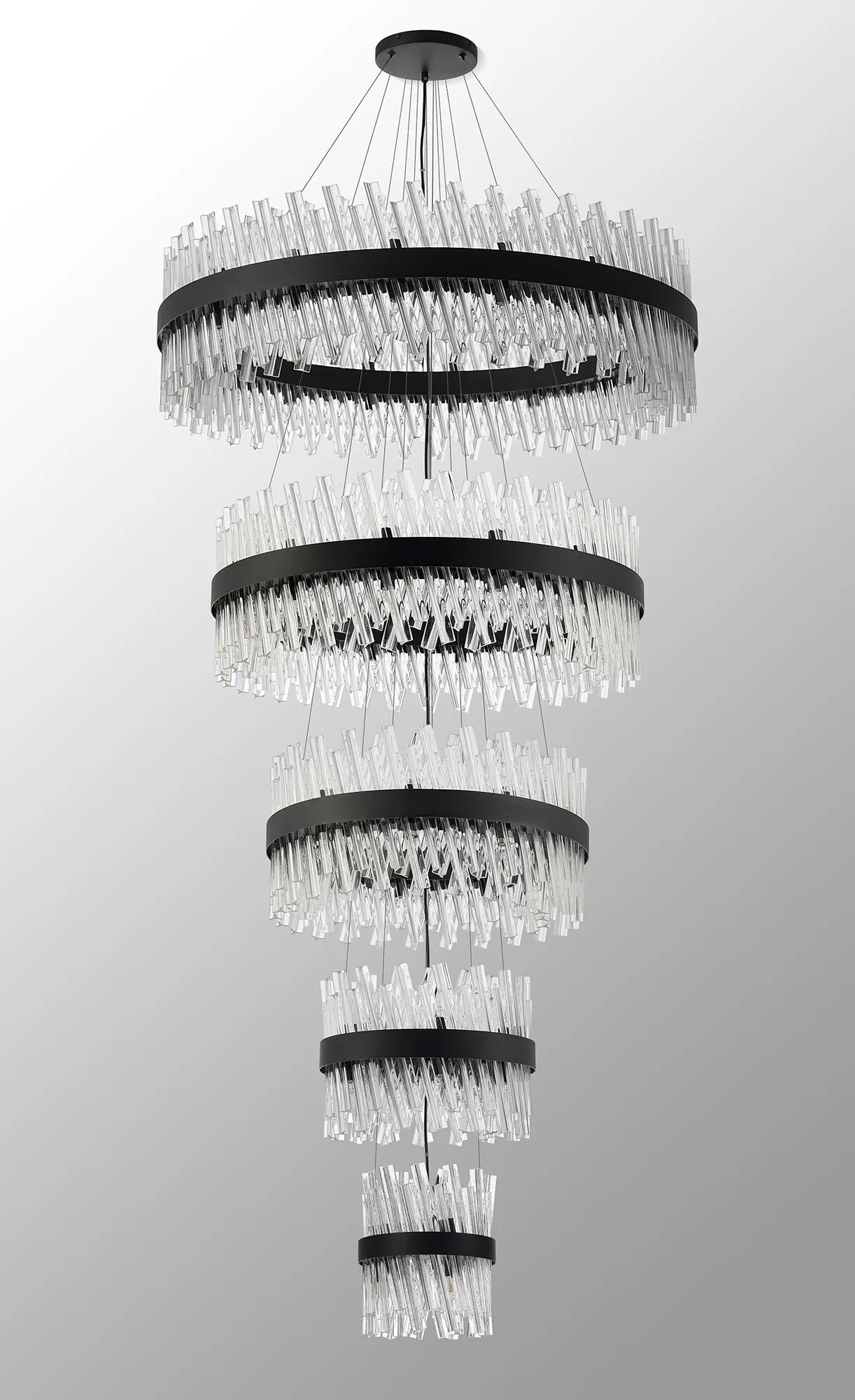 Farnley 5 Tier 1m Pendant 32 Light - Black & Clear